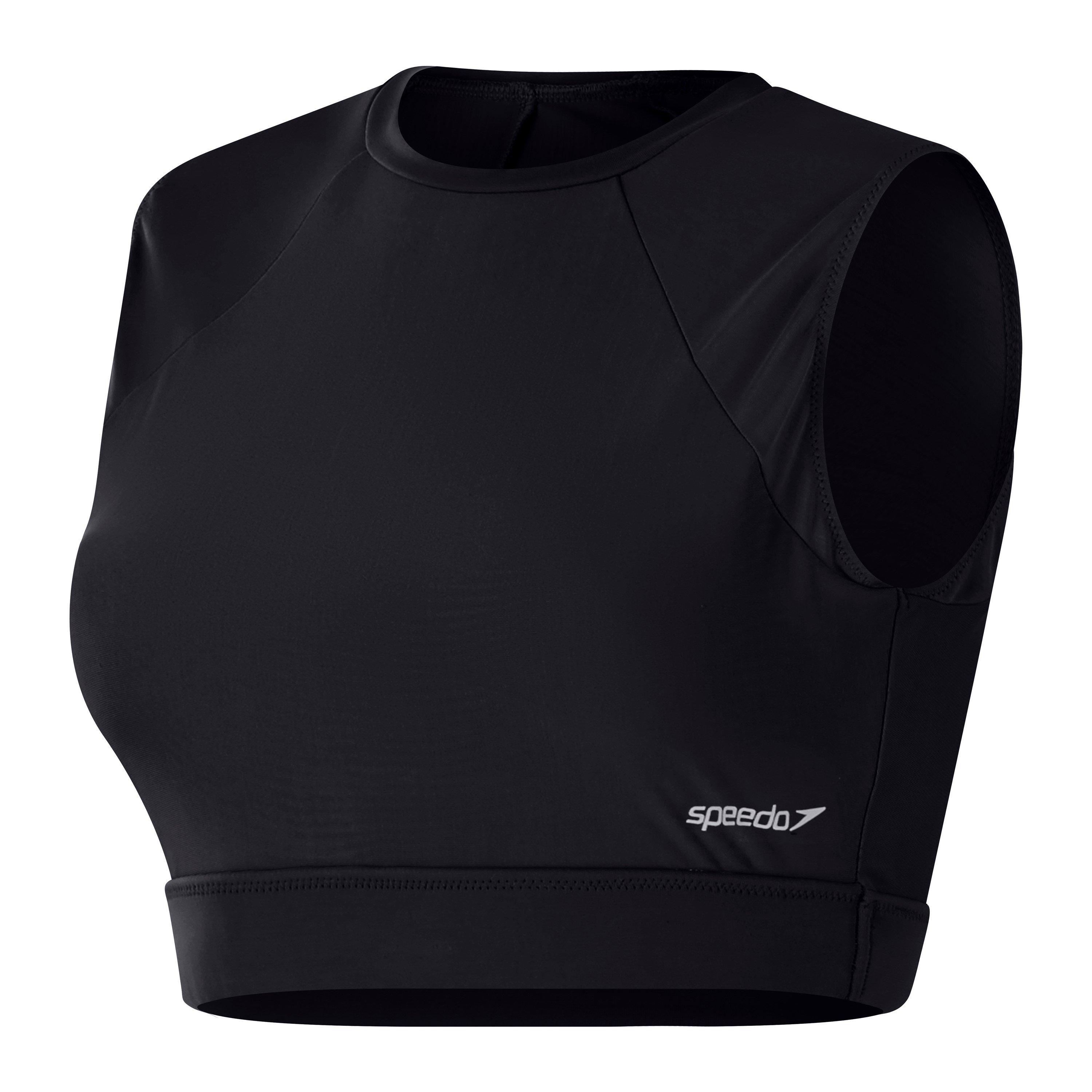 Black - Speedo - Womens Mesh Solid Crop Top - 1