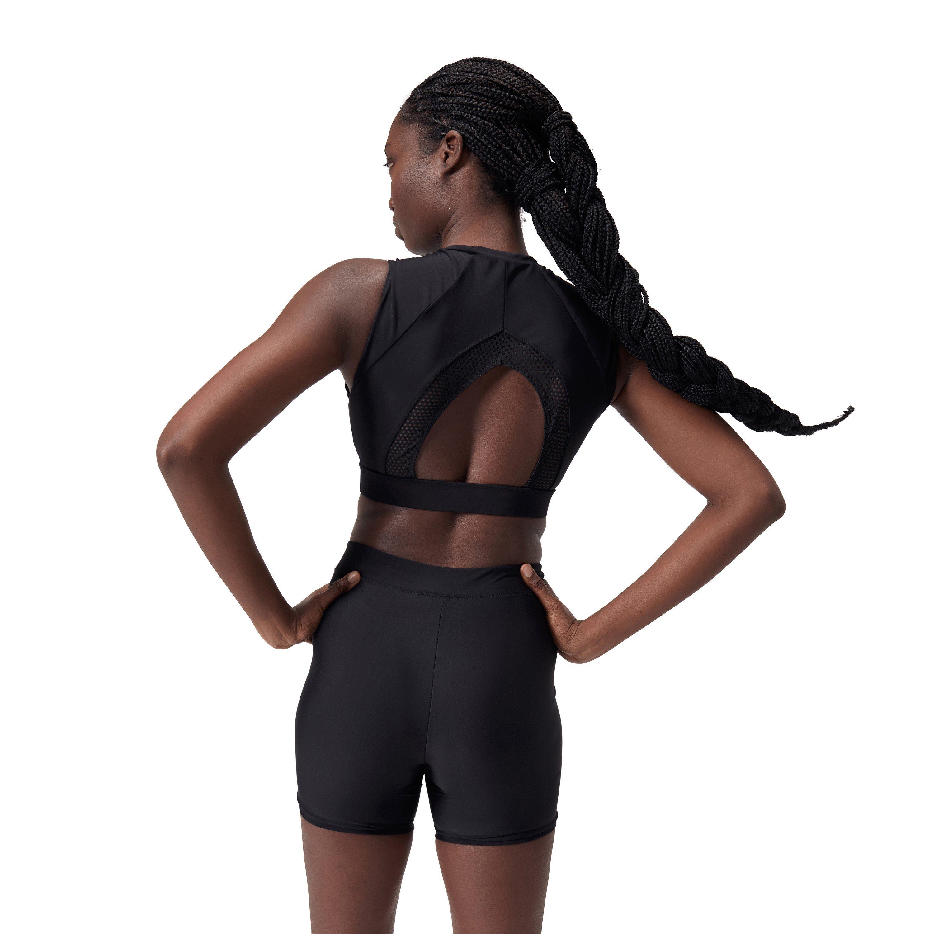 Black - Speedo - Womens Mesh Solid Crop Top - 7