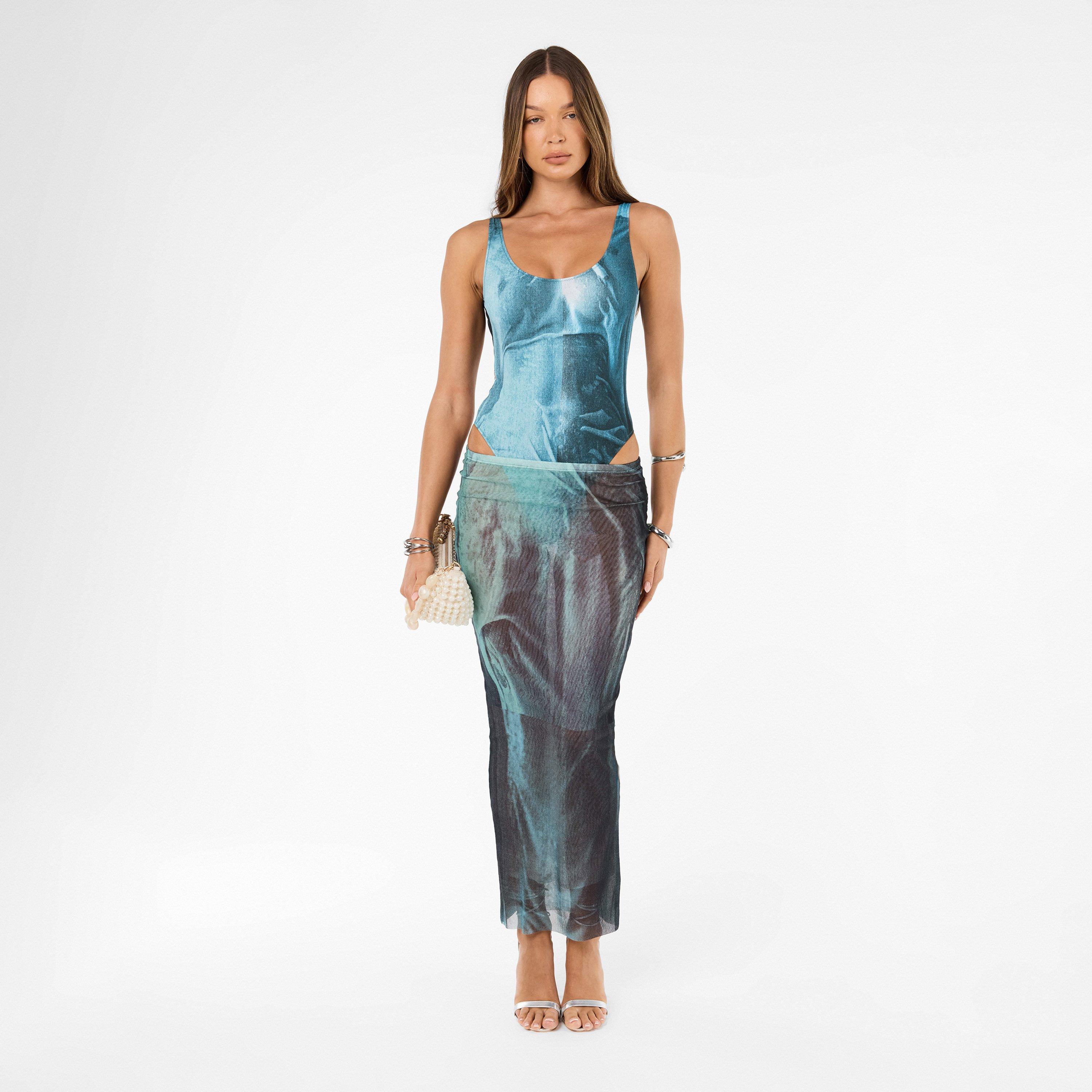 Vintage Bl - Jean Paul Gaultier - Women's Scoop Neck Swimsuit, Scoop Neck Design - 5