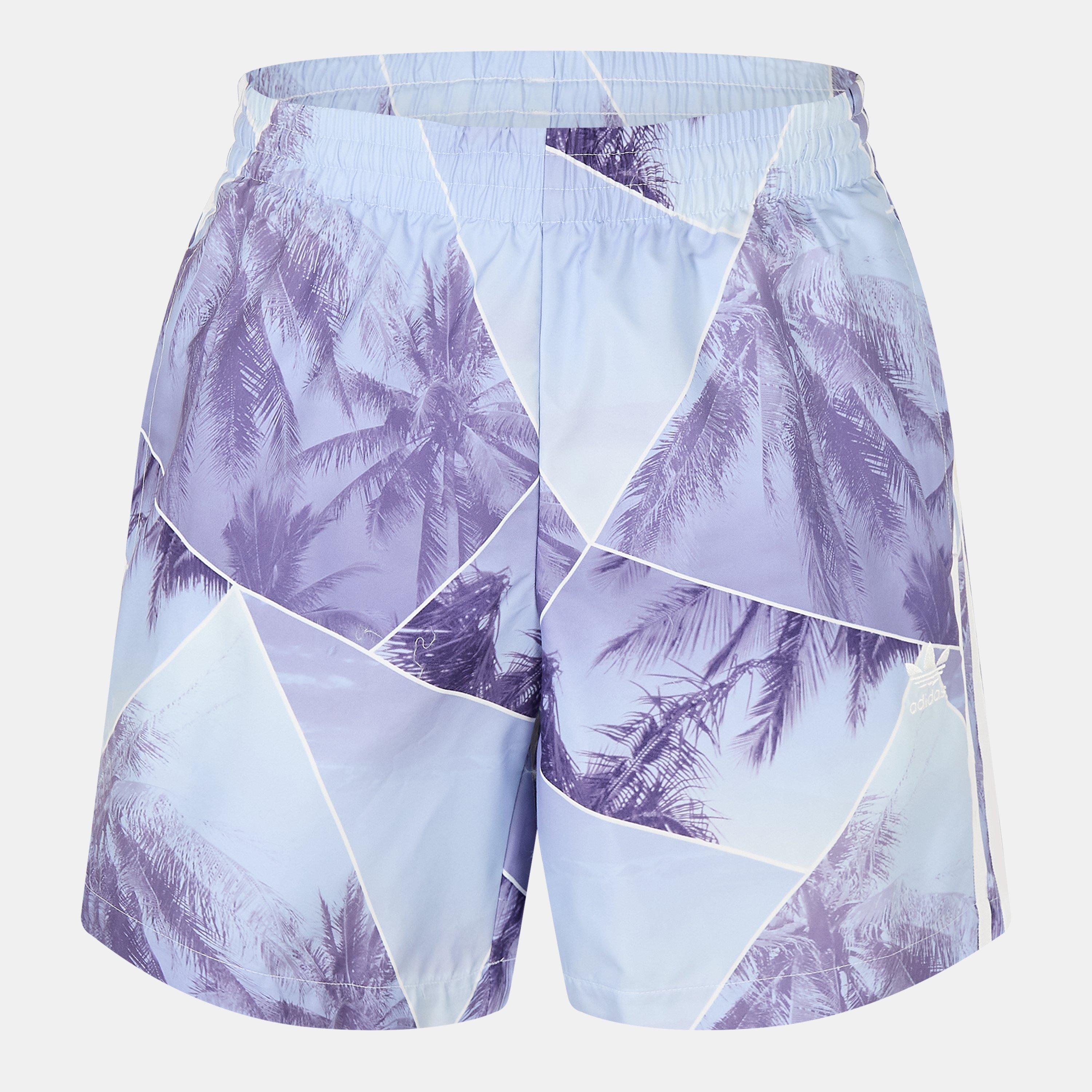 Purple - adidas Originals - Men's Palm Print Quick Drying Tailored Fit Swim Shorts - 1