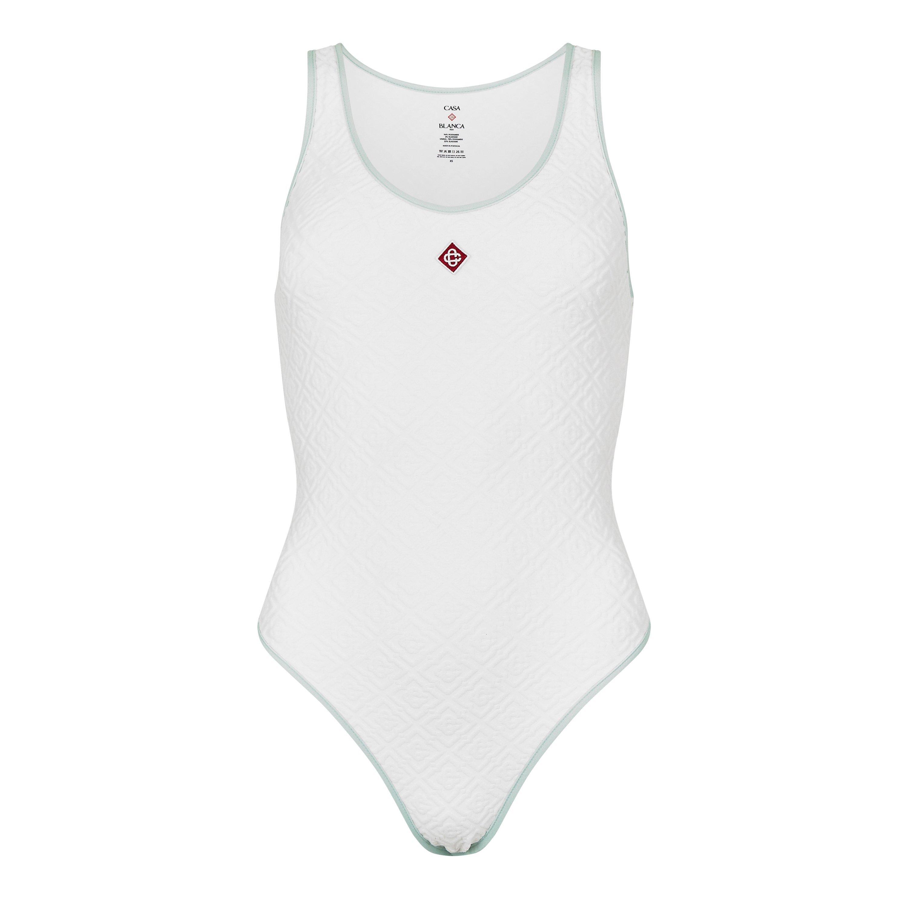 Casablanca Jacquard Monogram Swimsuit - White - Size 12 (M)