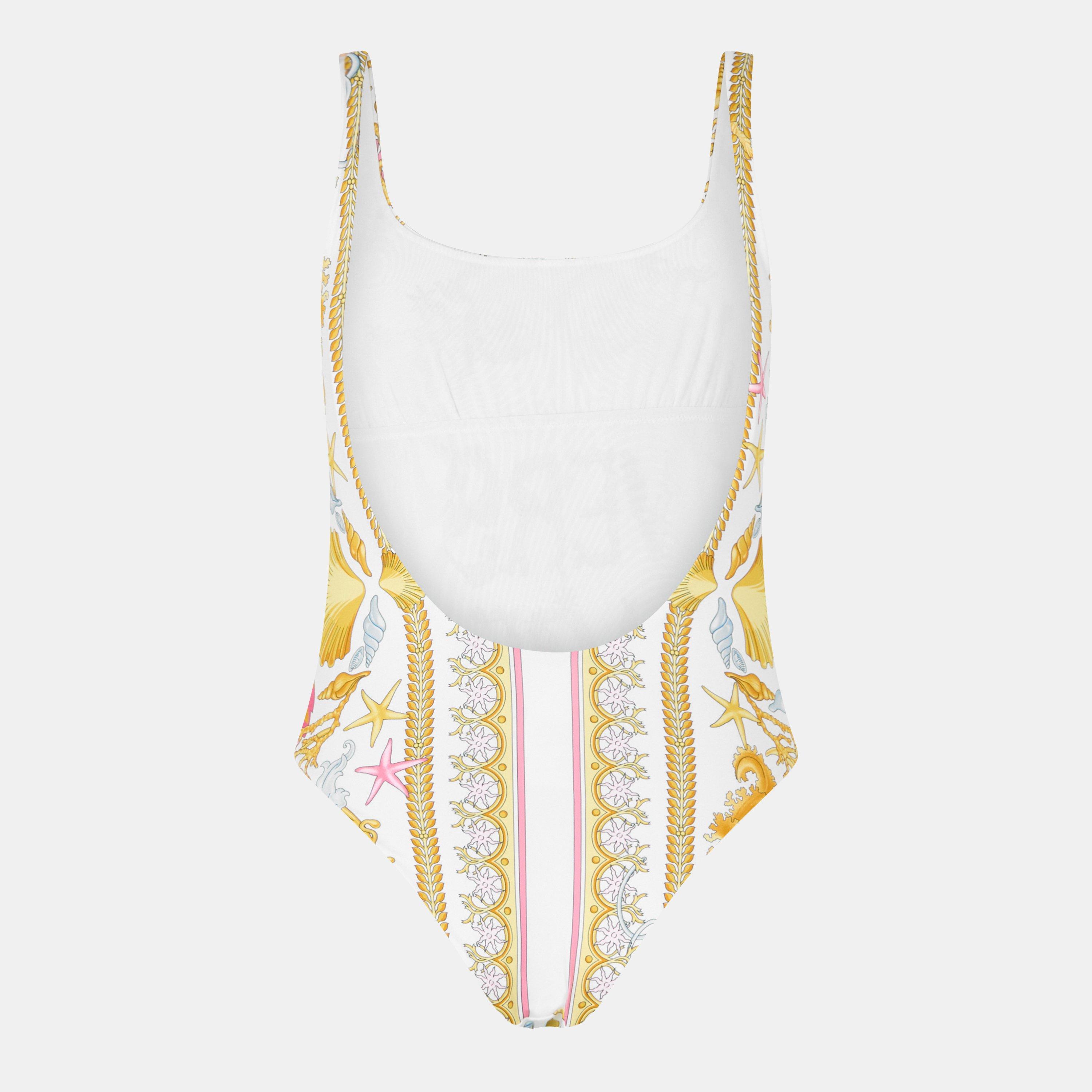 Eggshell - Versace - Women's Scoop Neck Swimsuit, Scoop Neck Design - 2