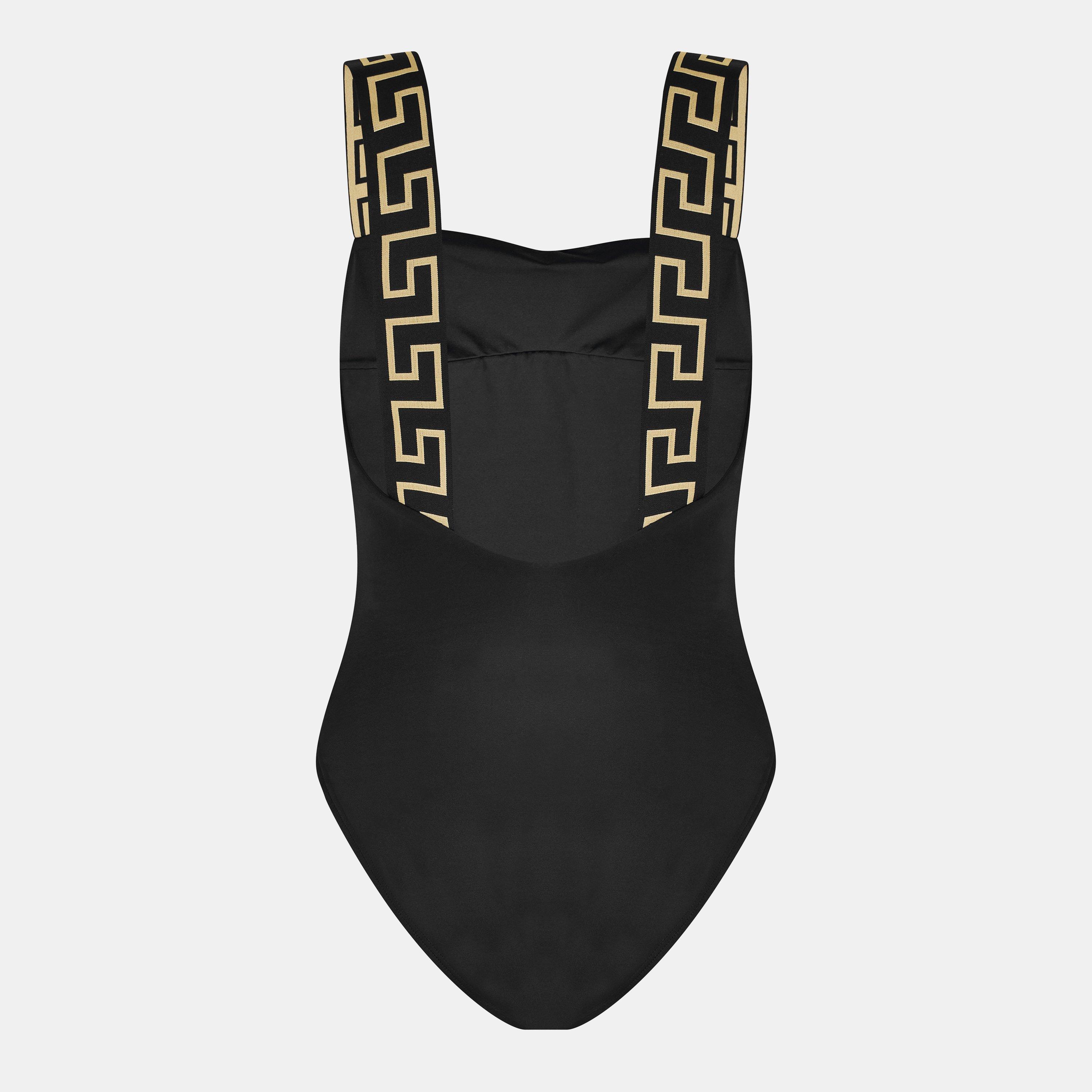 Black - Versace - Women's Scoop Neck Swimsuit, Scoop Neck Design - 2