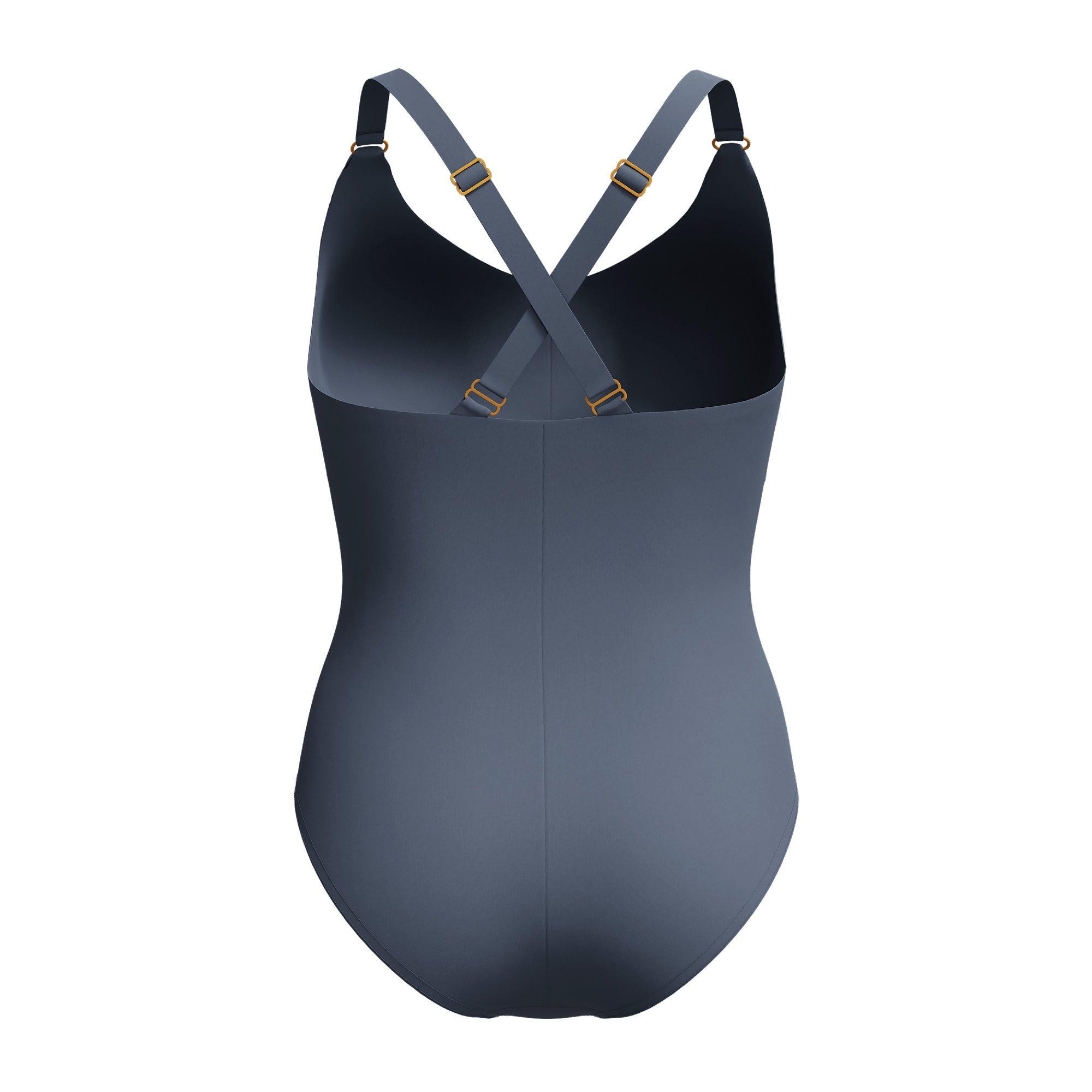 Grey - Speedo - Women's Shaping V-Neck Cross-Back One-Piece Swimsuit - 2