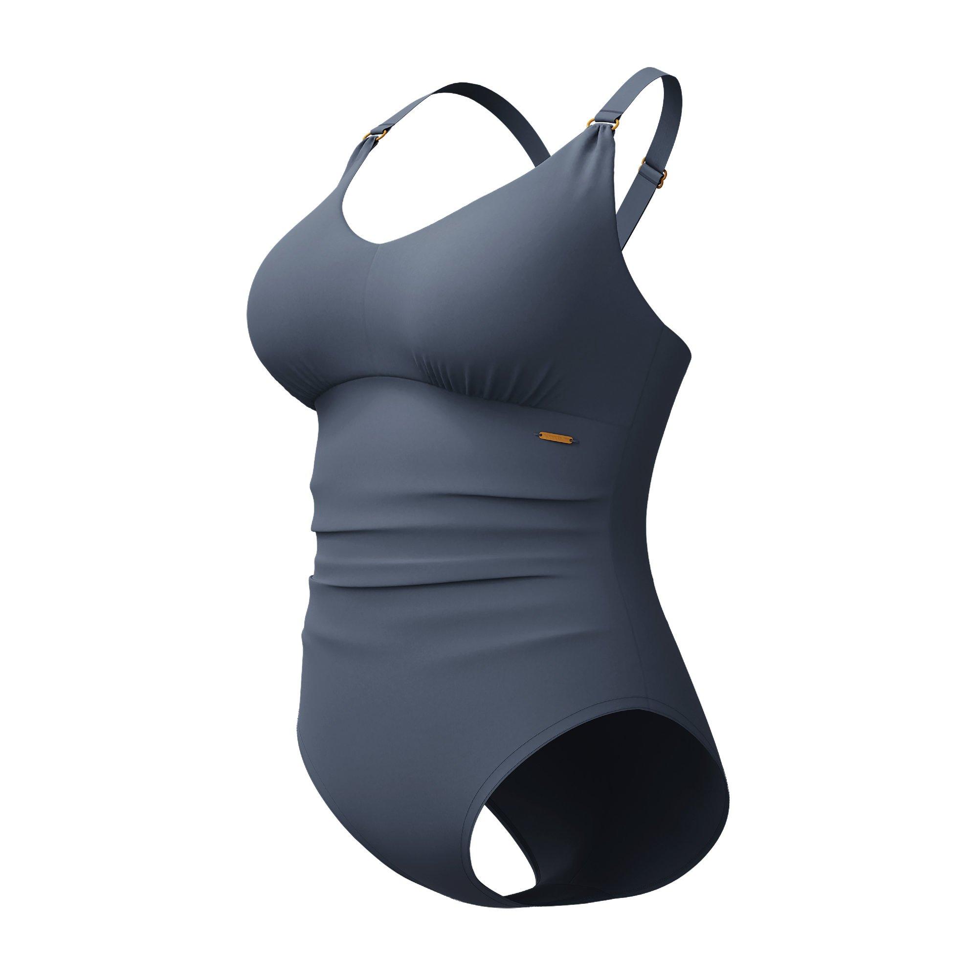Grey - Speedo - Women's Shaping V-Neck Cross-Back One-Piece Swimsuit - 3