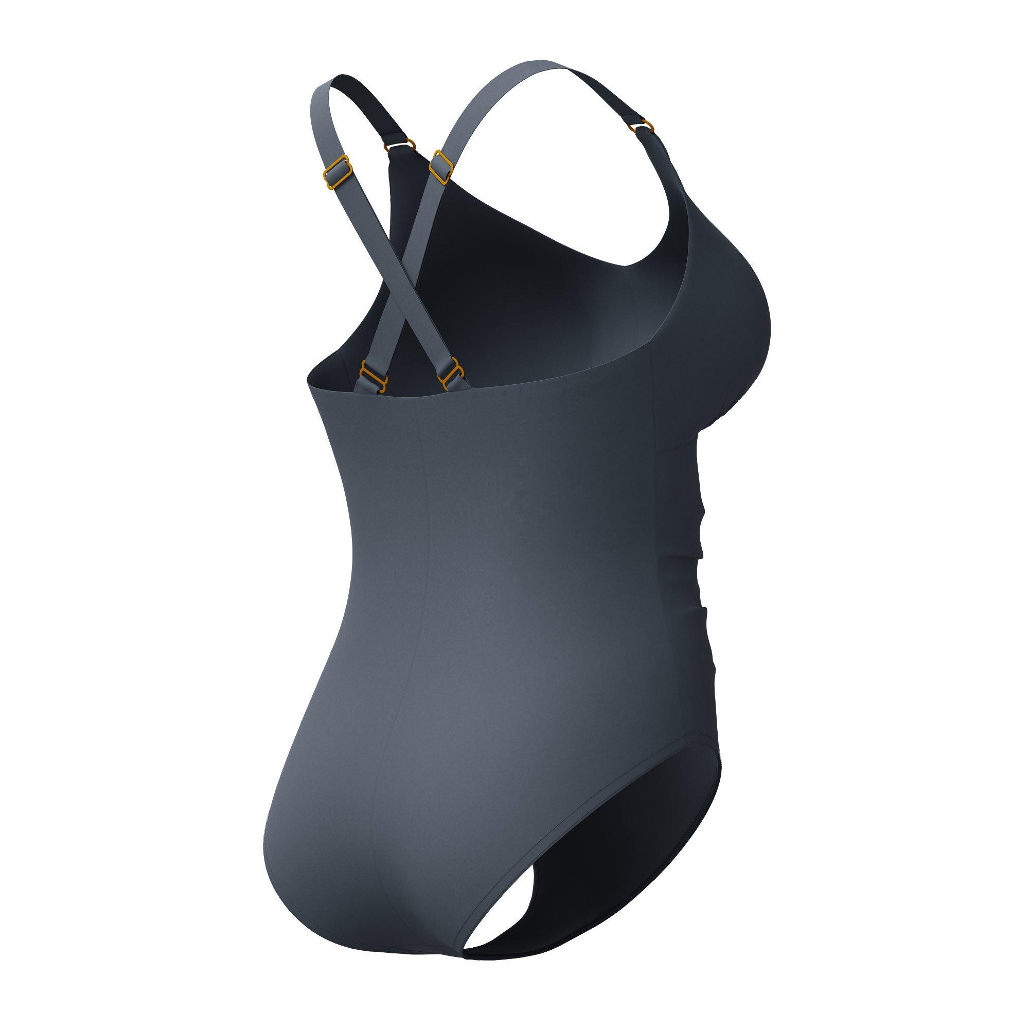 Grey - Speedo - Women's Shaping V-Neck Cross-Back One-Piece Swimsuit - 4