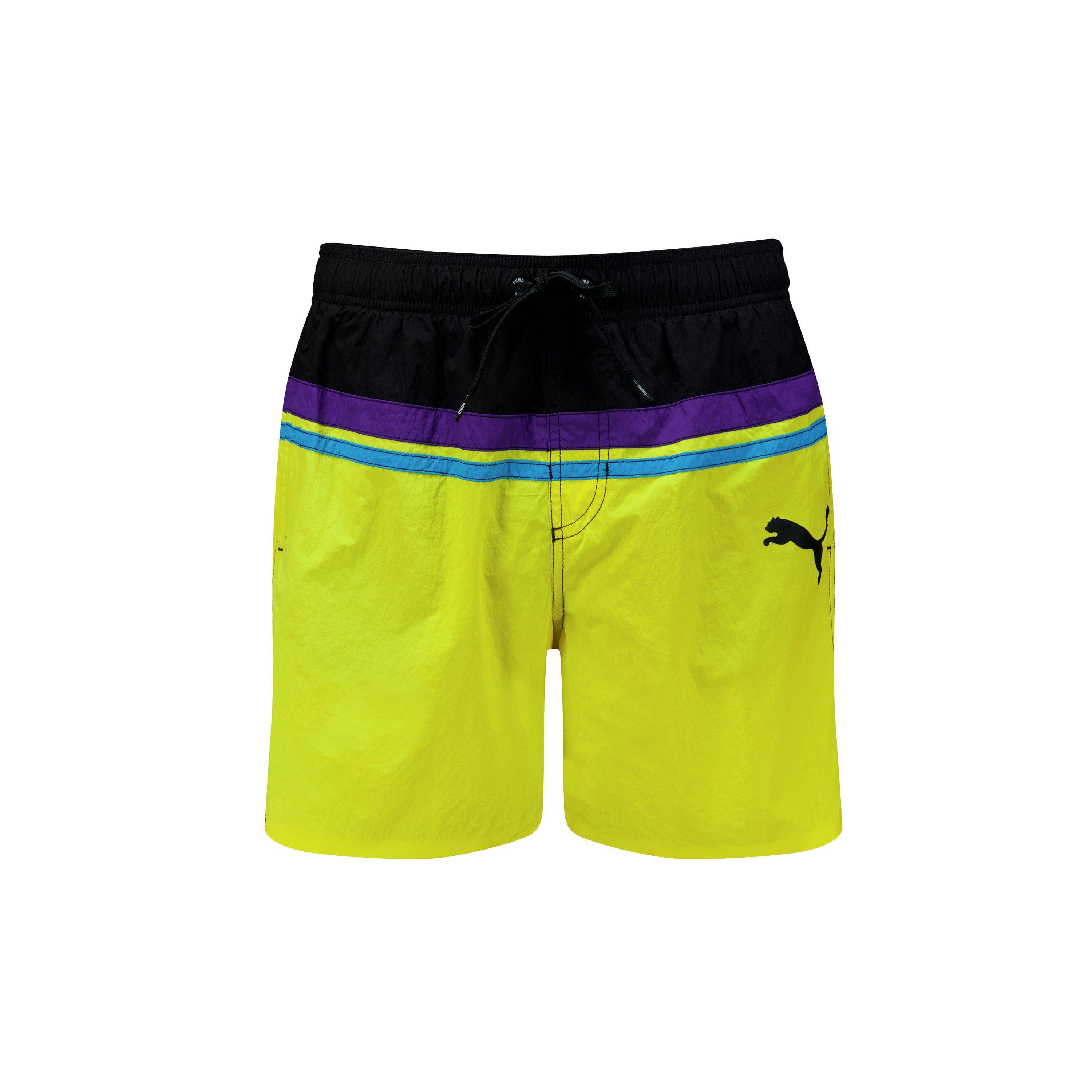 Puma Men's Heritage Mid-Length Swim Shorts - Yellow/Peacoat - M
