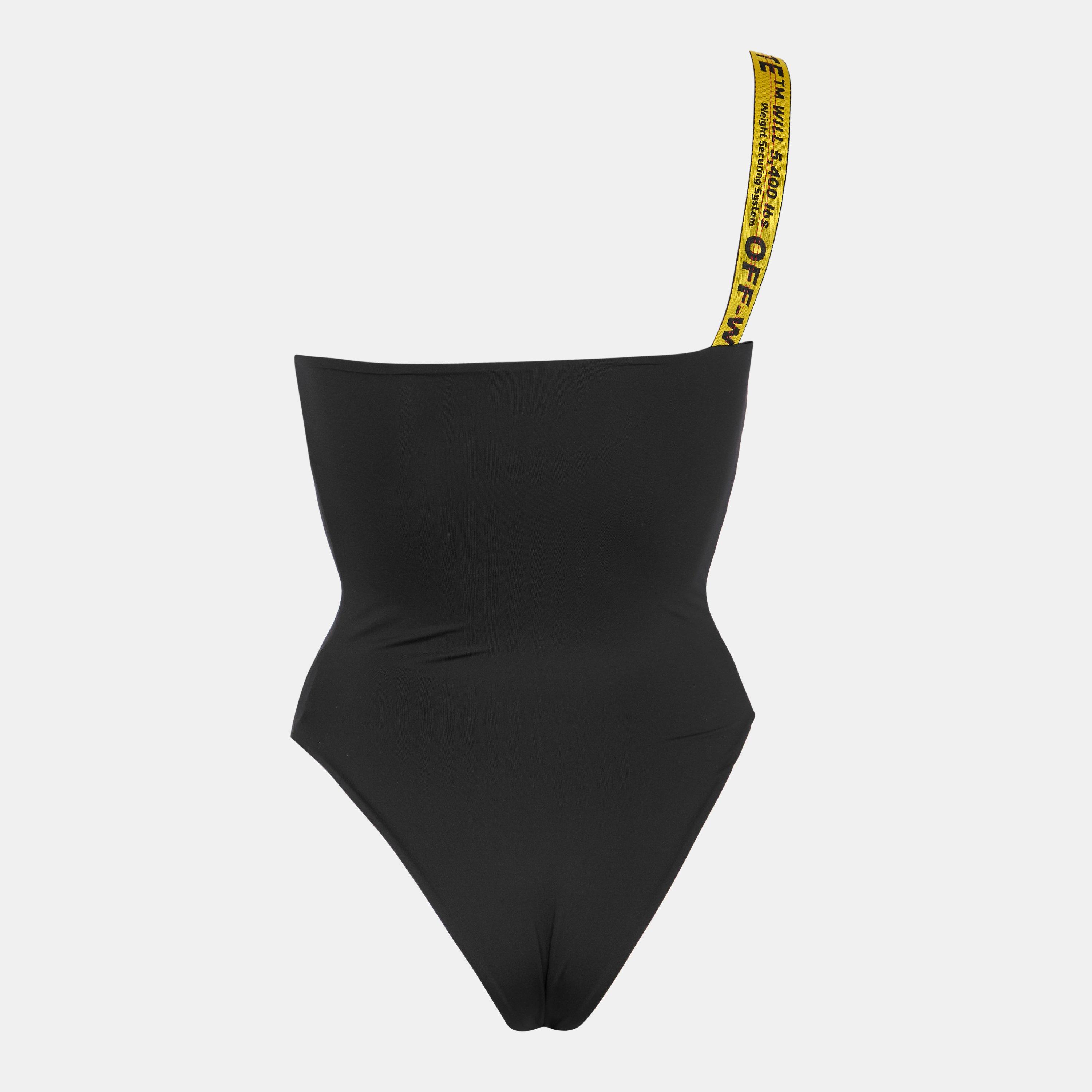 Black - Off White - Women's Logo Asymmetric Swimsuit - 2