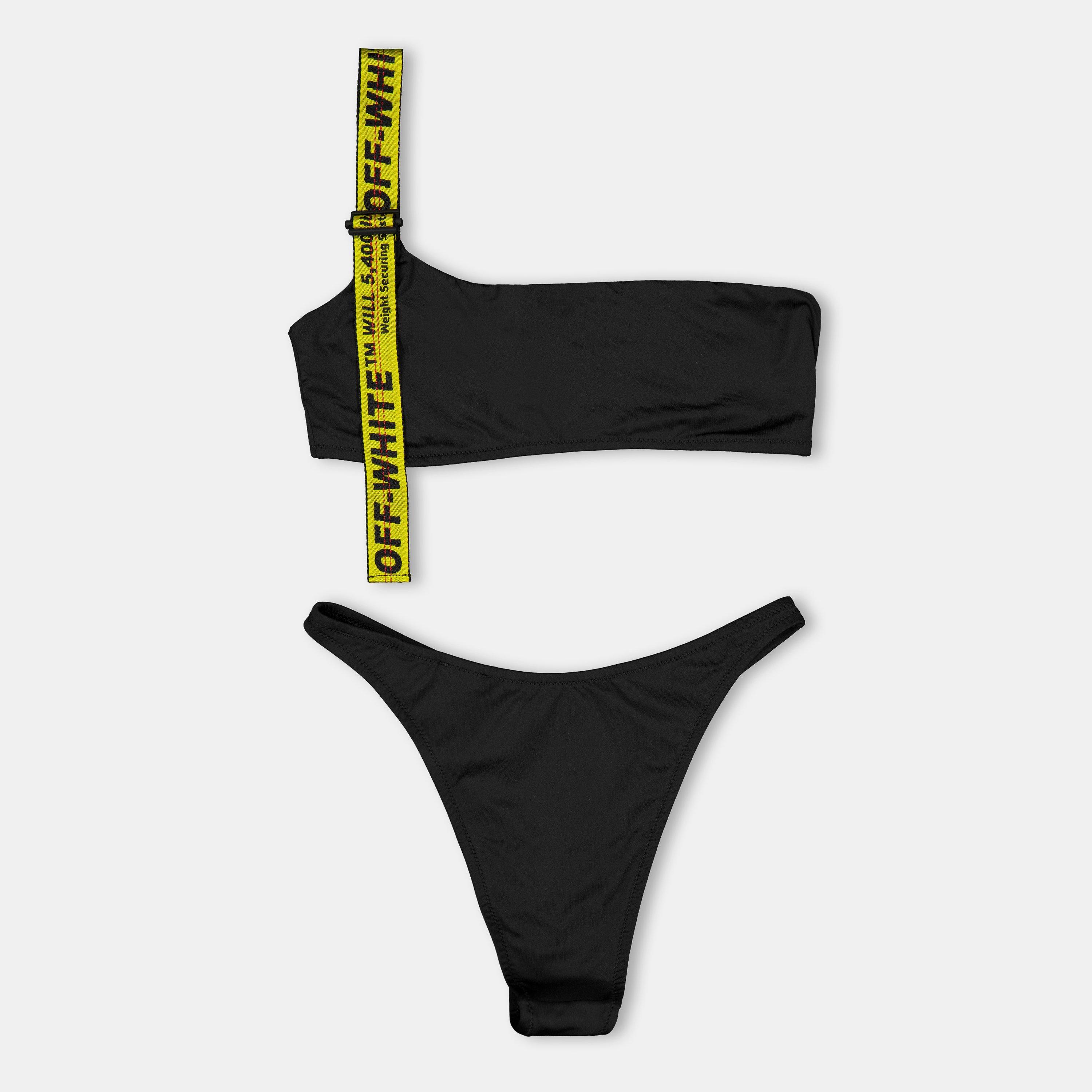 Black - Off White - Women's Aysm Asymmetric Bikini Set - 1