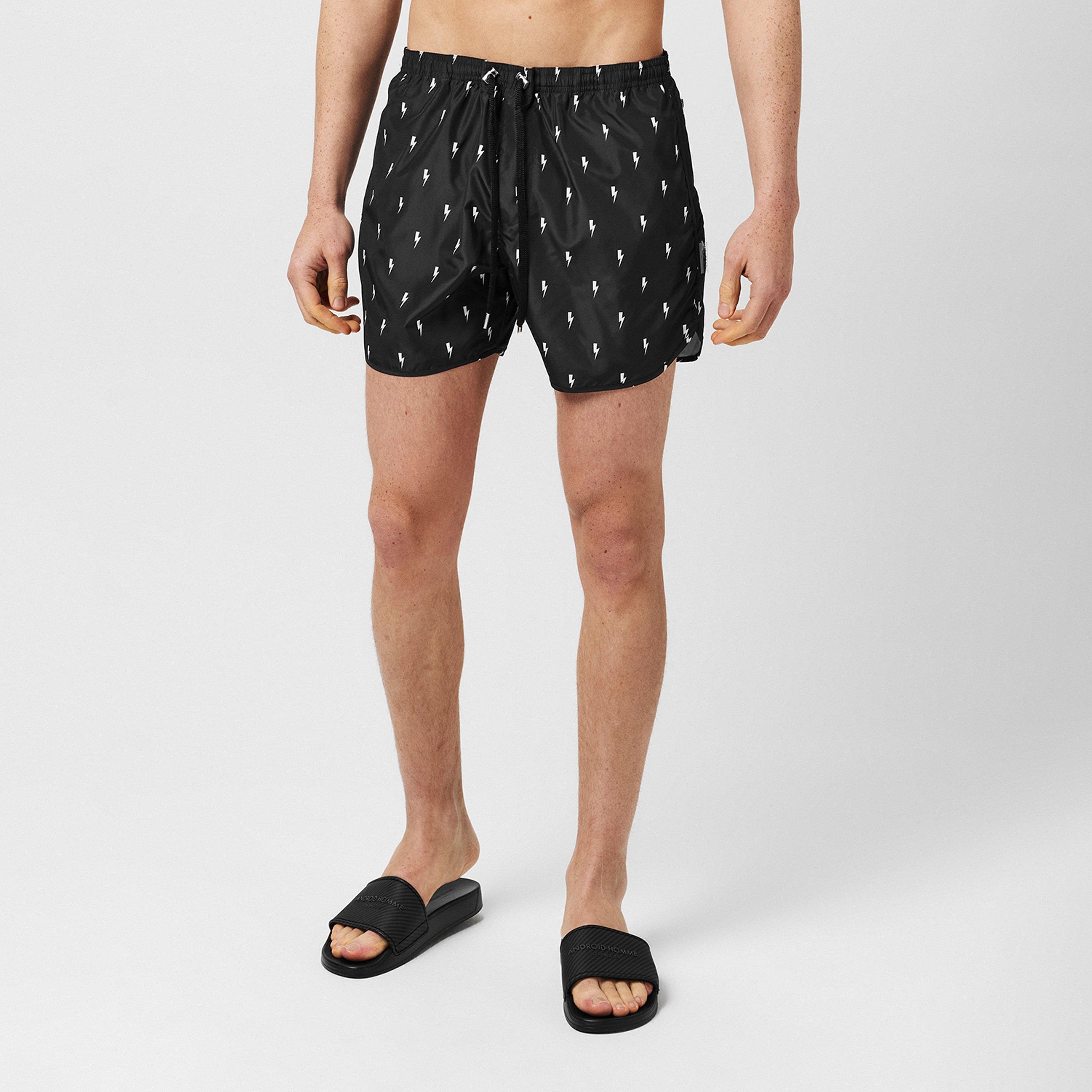Black/White - Neil Barrett - Micro Bolt Shorts - 3