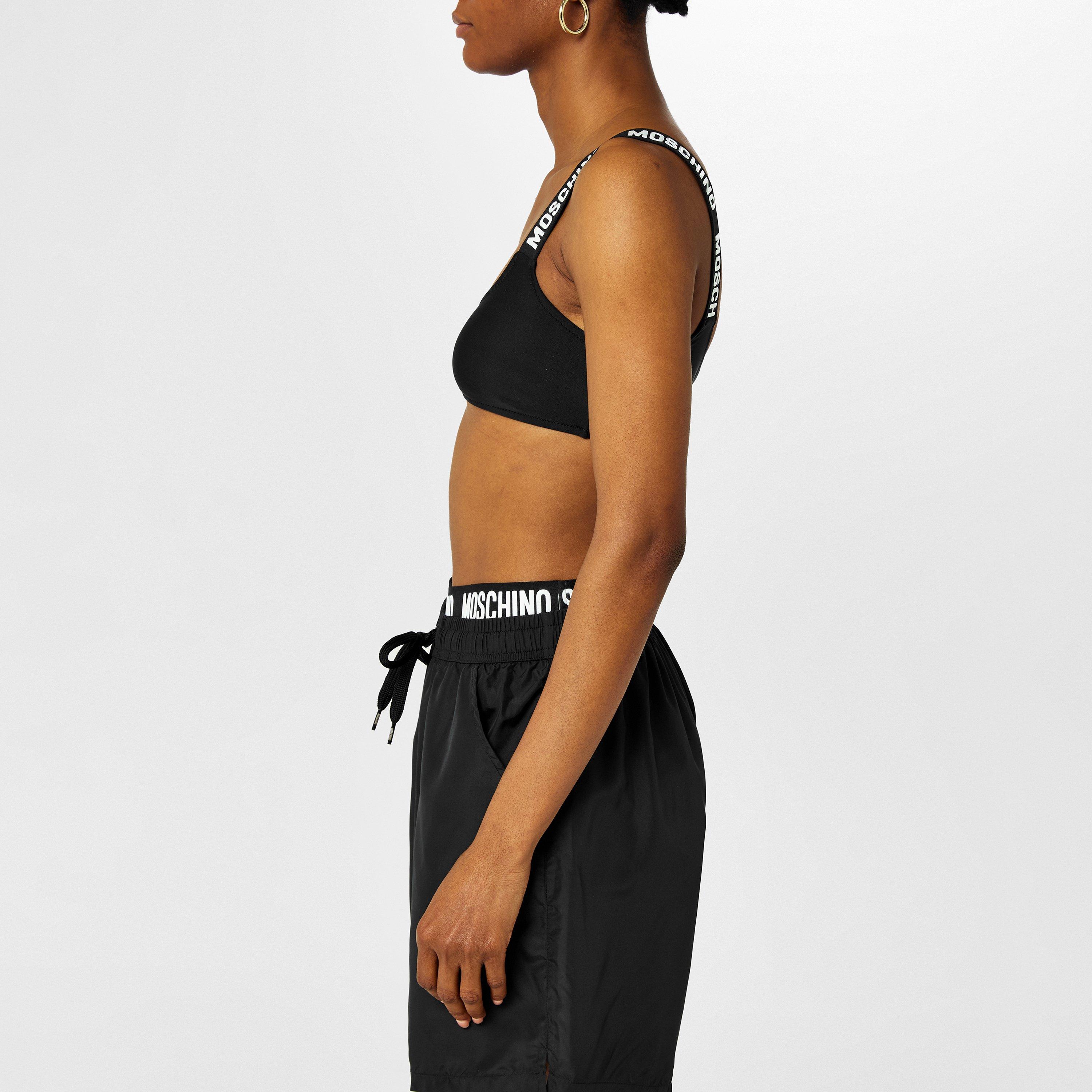 Black V0555 - Moschino - Women's Logo Crop Top Bikinis - 2