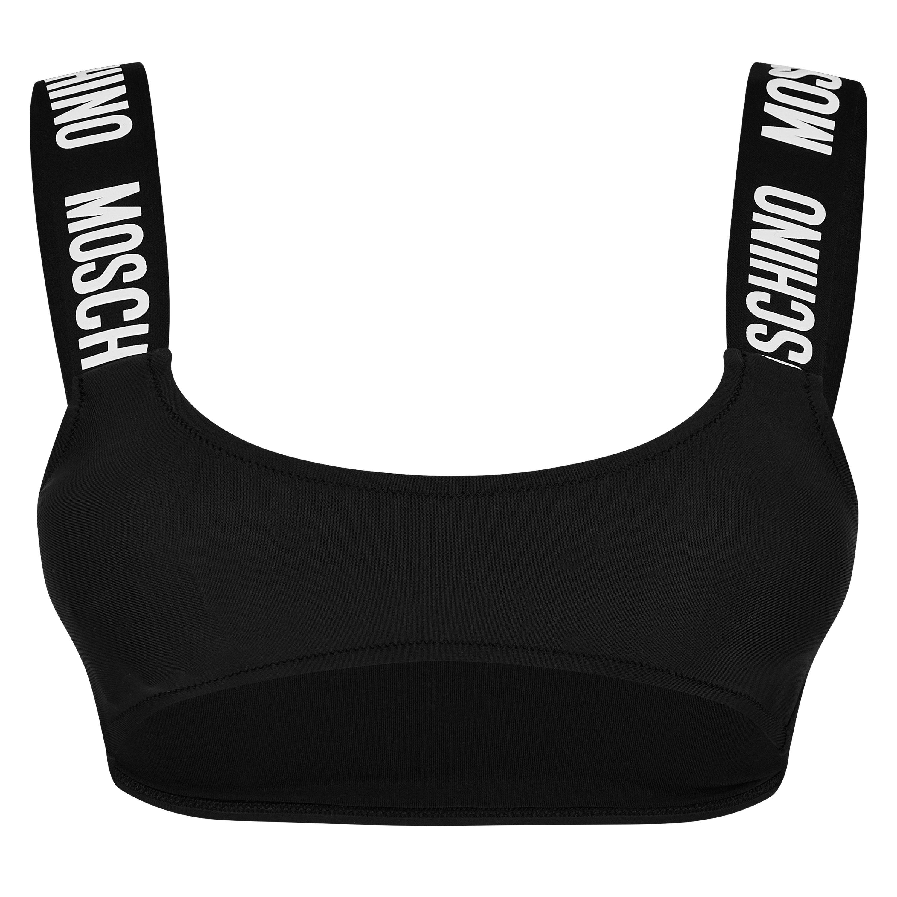 Black V0555 - Moschino - Women's Logo Crop Top Bikinis - 5