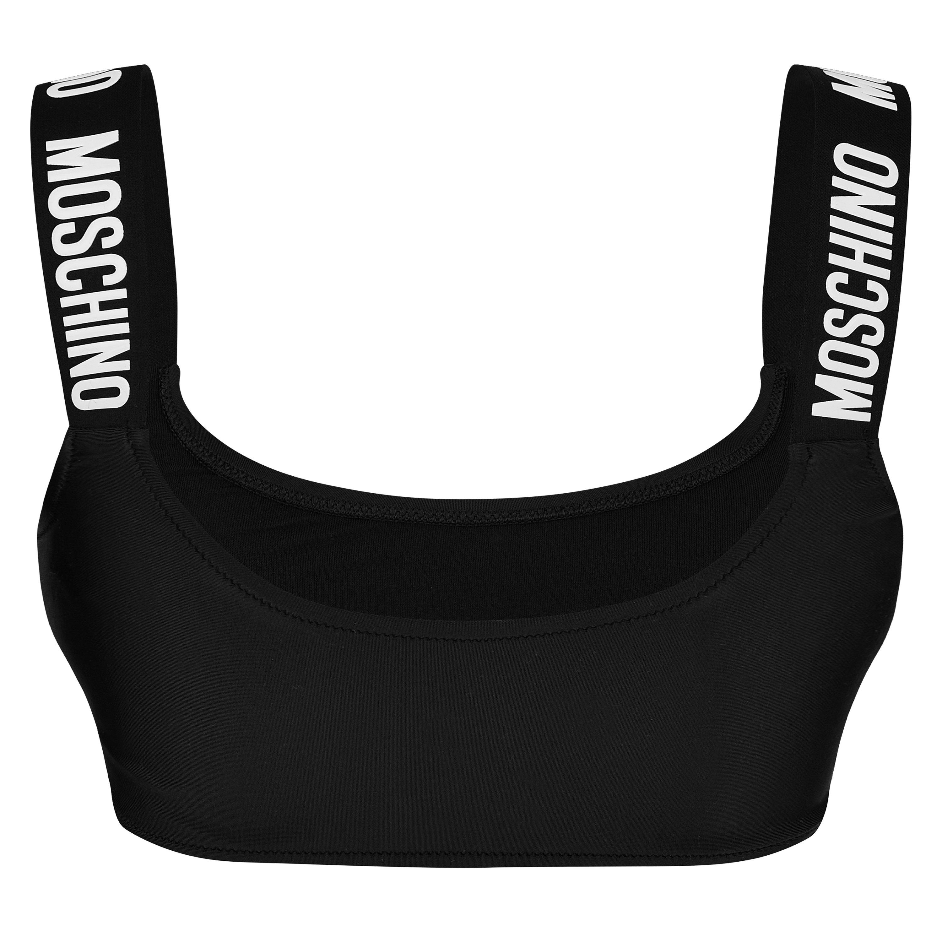 Black V0555 - Moschino - Women's Logo Crop Top Bikinis - 6