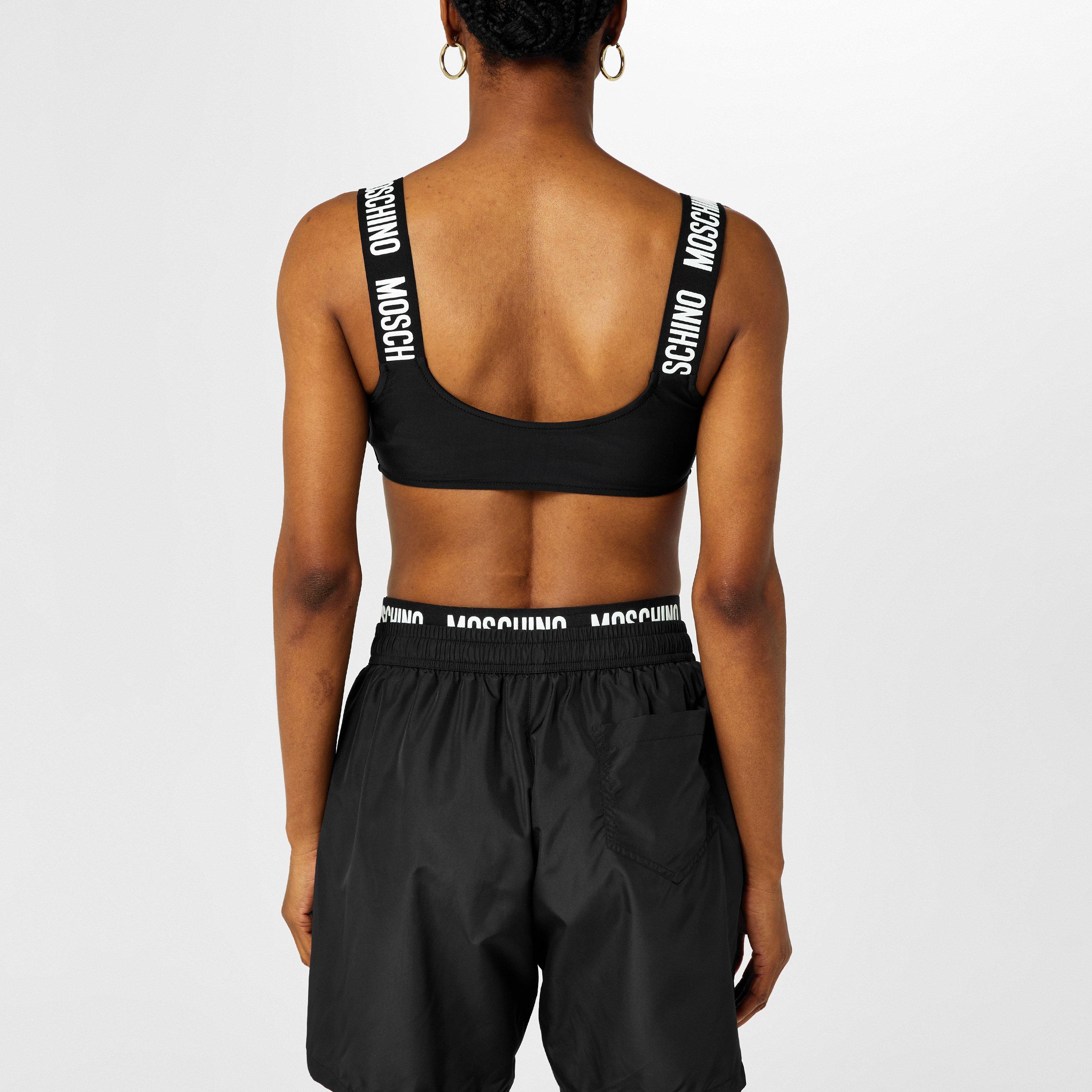 Black V0555 - Moschino - Women's Logo Crop Top Bikinis - 3