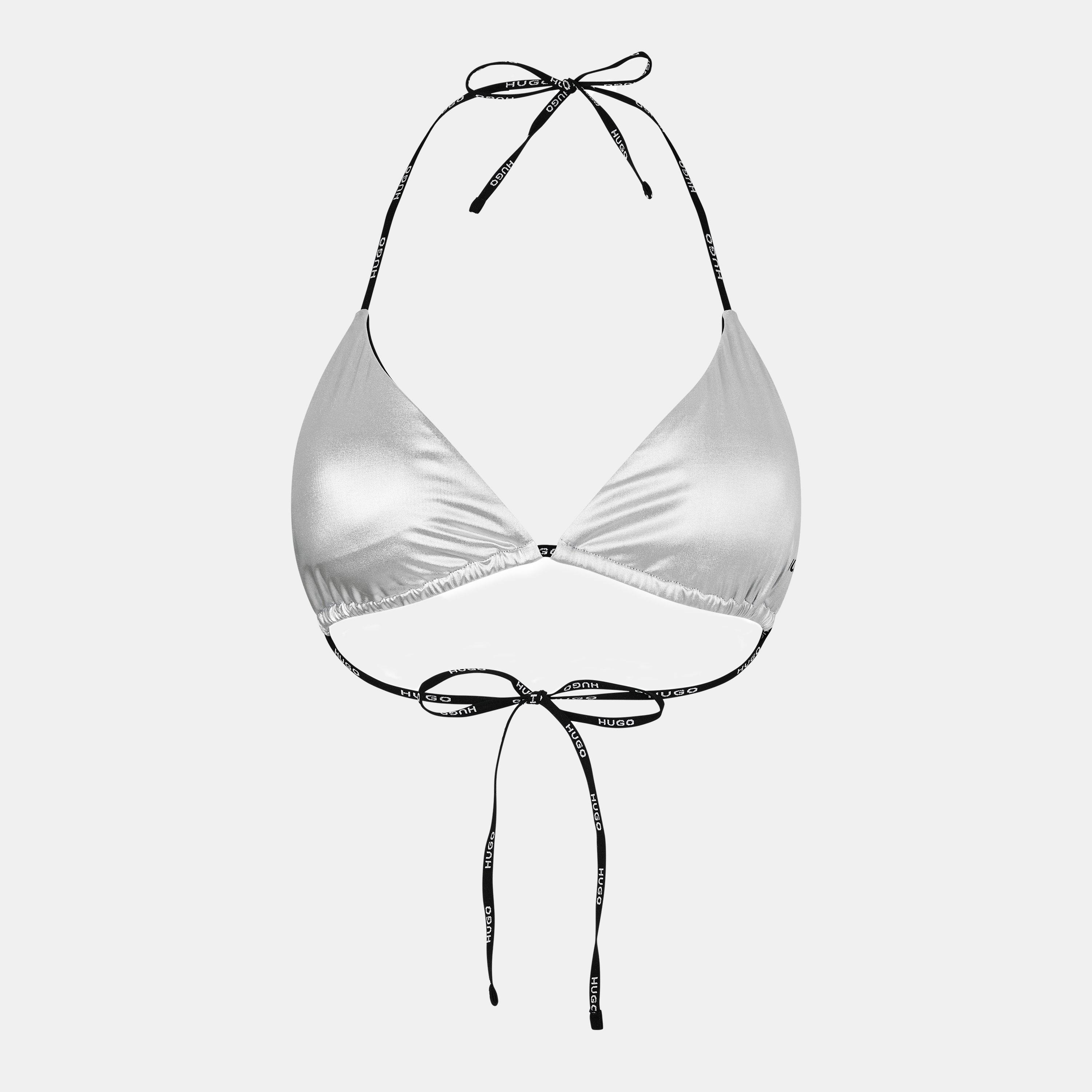 Hugo Women's Logo-Detailed Adjustable Triangle Bikini - Silver - Size 14 (XL)