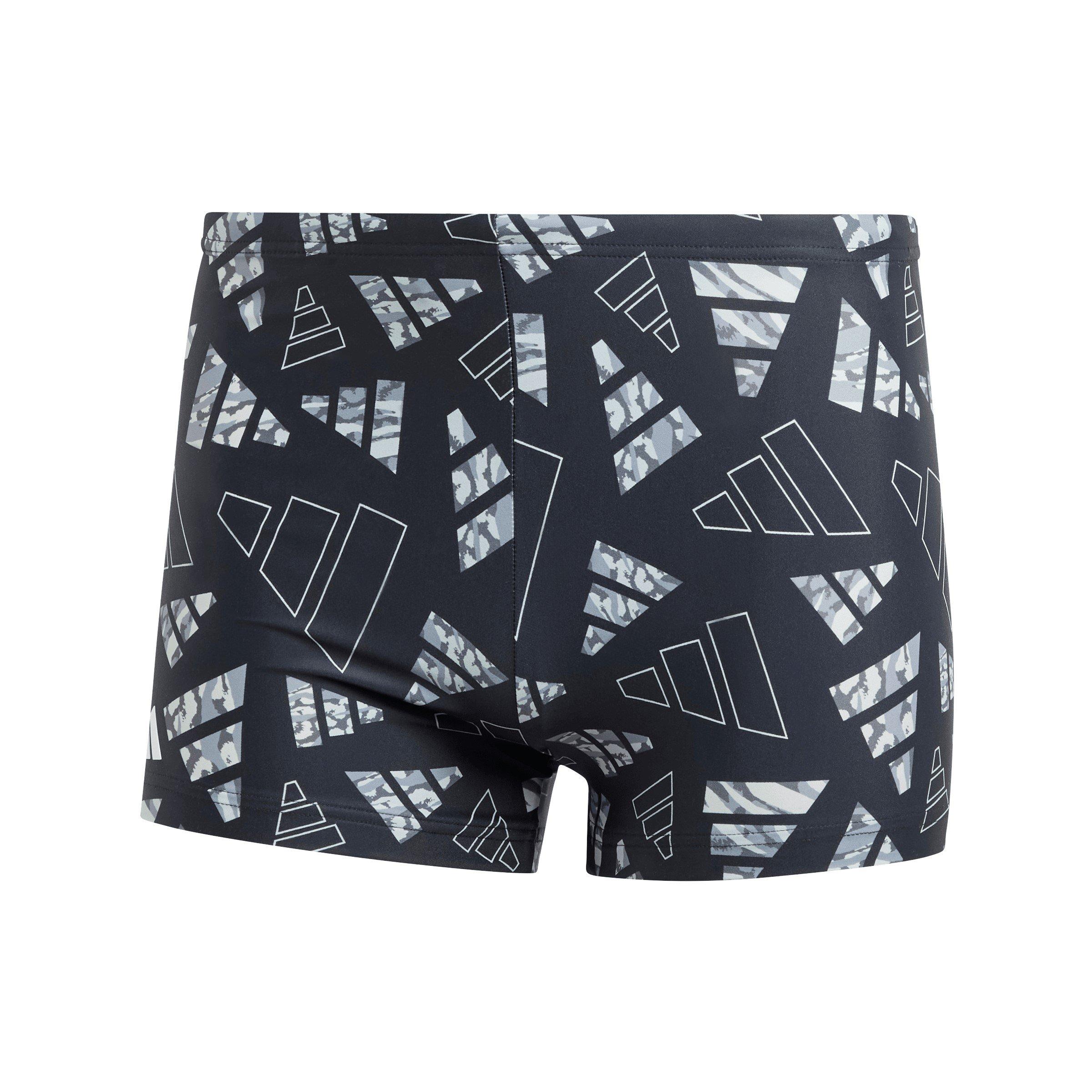 Zwart/Zilver - adidas - Logo Graphic Swim Boxers Mens - 1