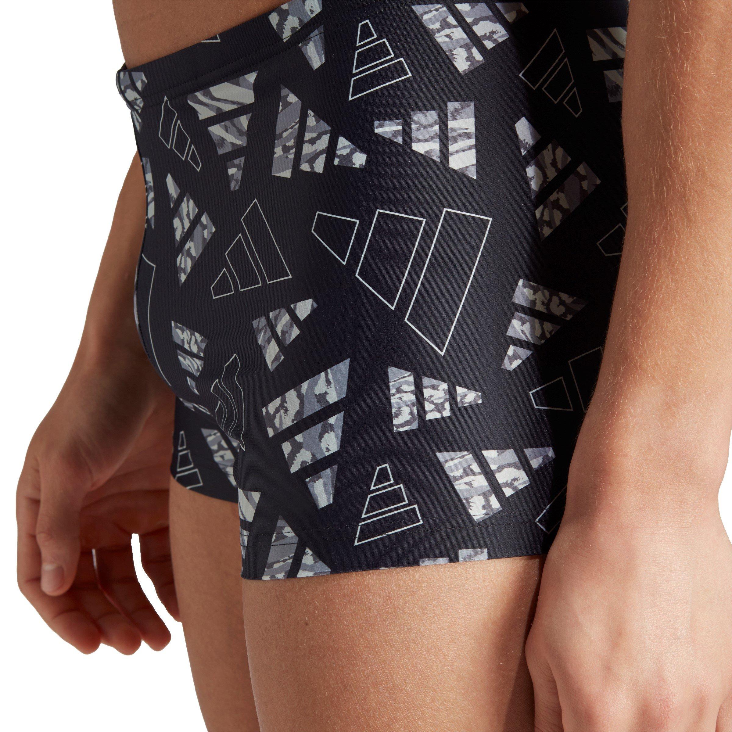 Zwart/Zilver - adidas - Logo Graphic Swim Boxers Mens - 8