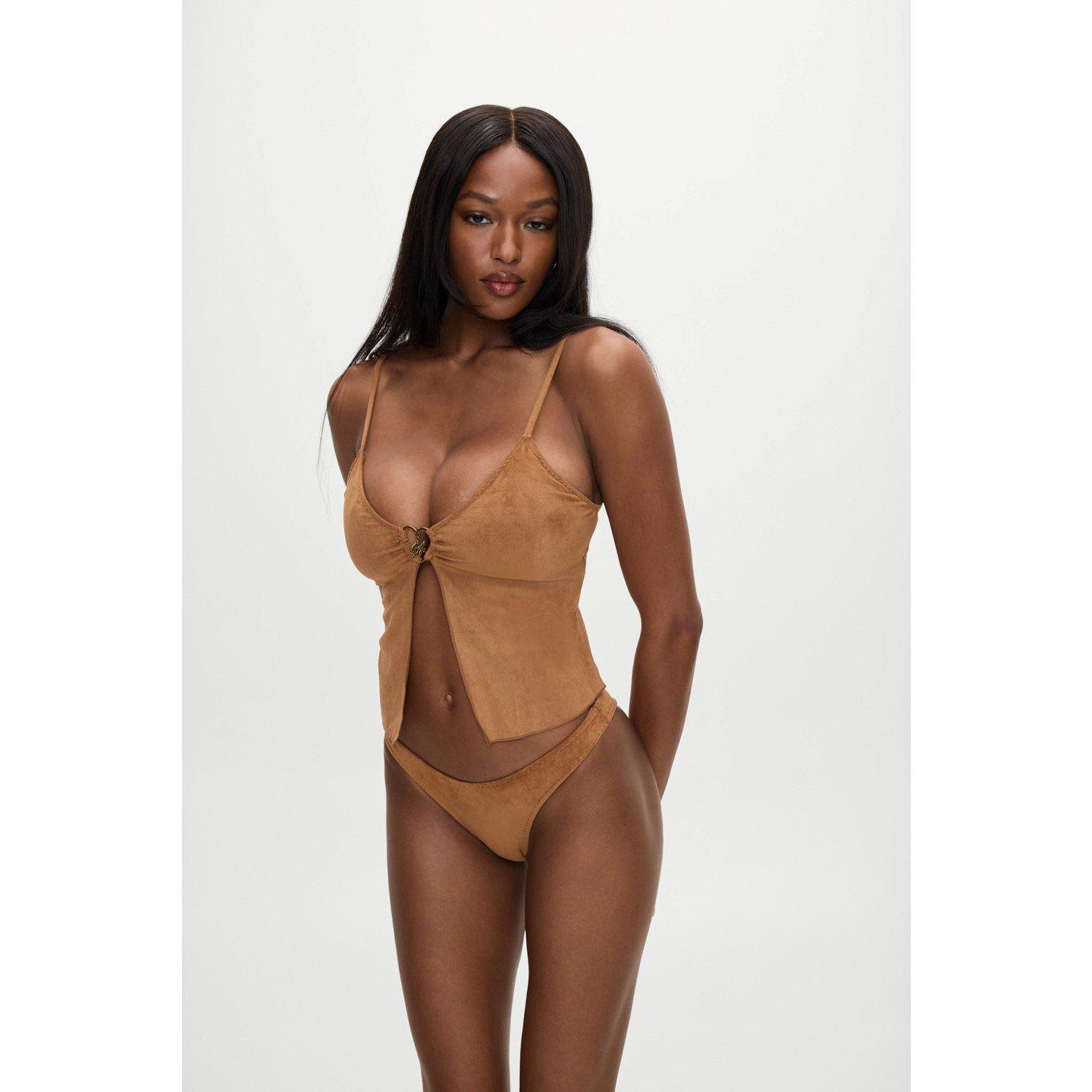 Sunkissed Suede - Frankies Bikinis - X Bella Hadid Dove Suede Bikini Bottom - 3