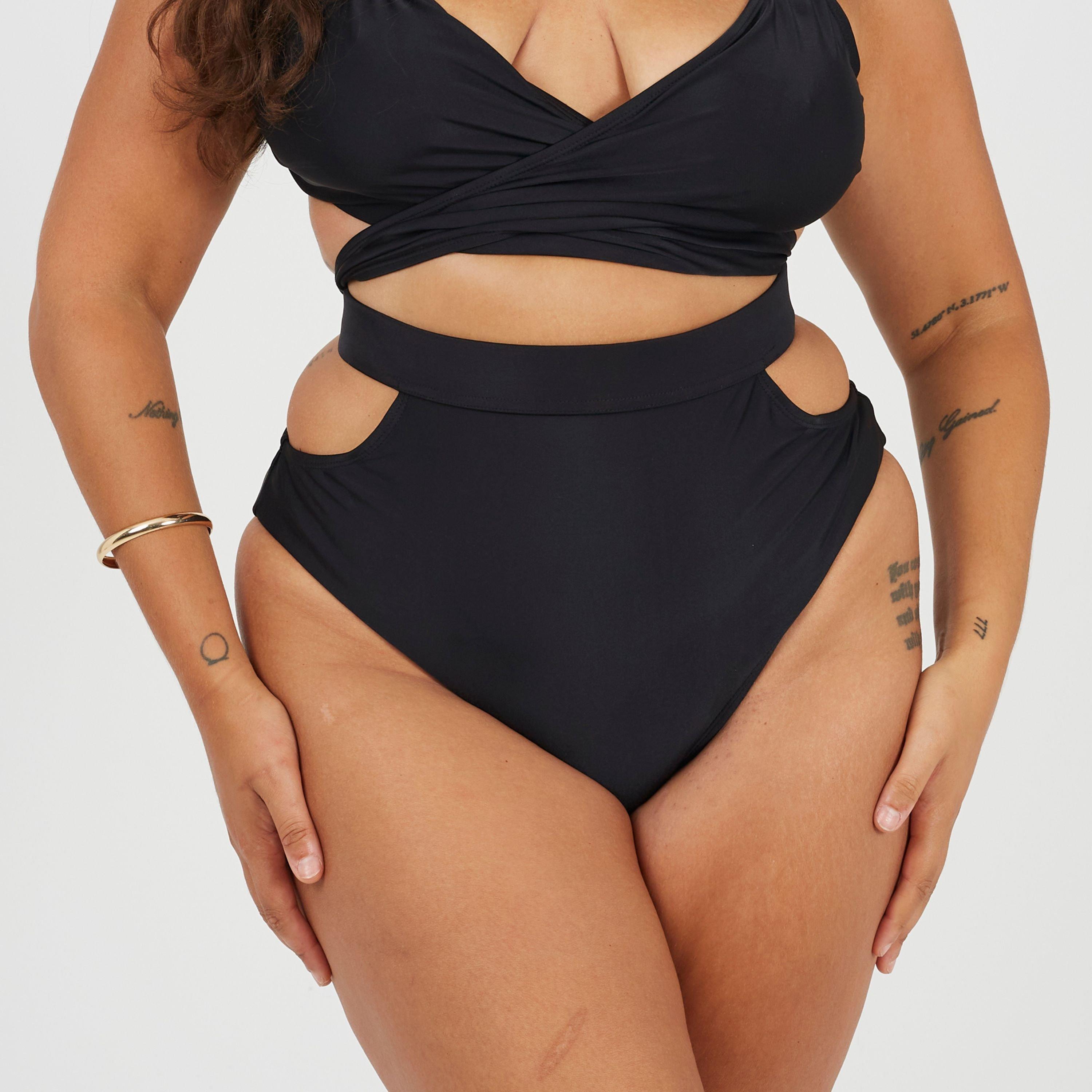 Brave Soul Women's Plus Size High Waisted Bikini Bottoms - Black - 20 (3XL)
