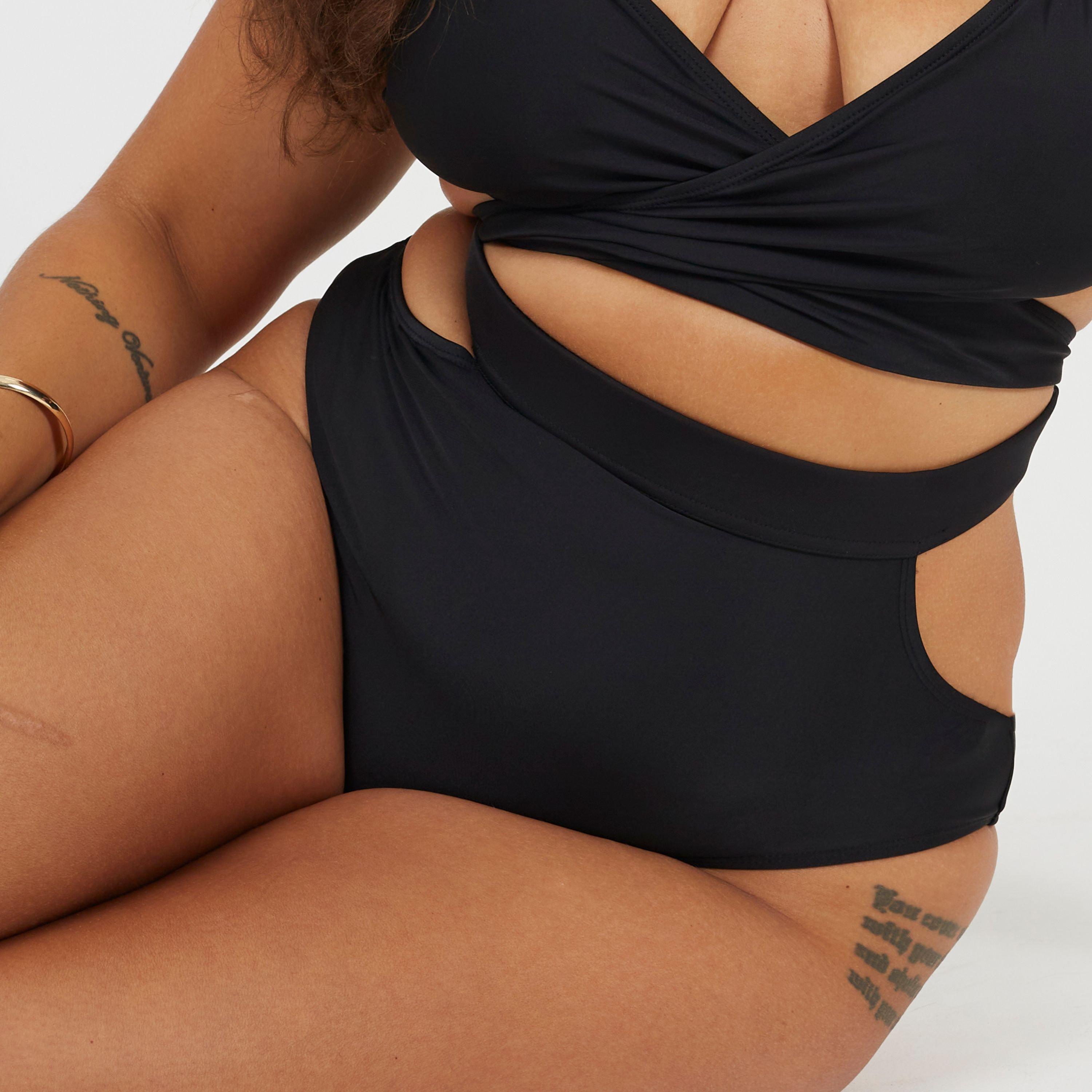 Black - Brave Soul - Womens Plus Size High Waisted Bikini Bottoms - 3