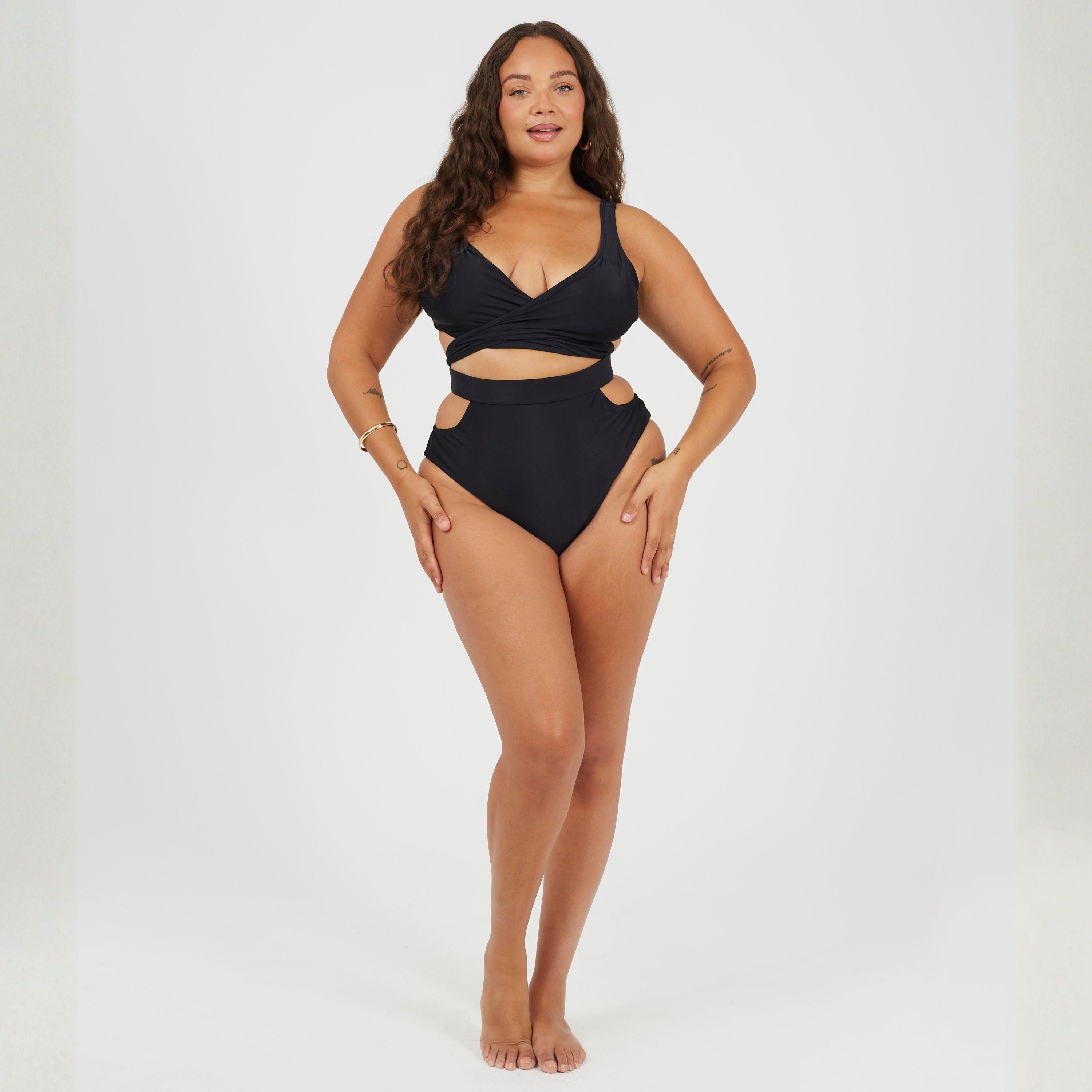 Black - Brave Soul - Womens Plus Size High Waisted Bikini Bottoms - 4