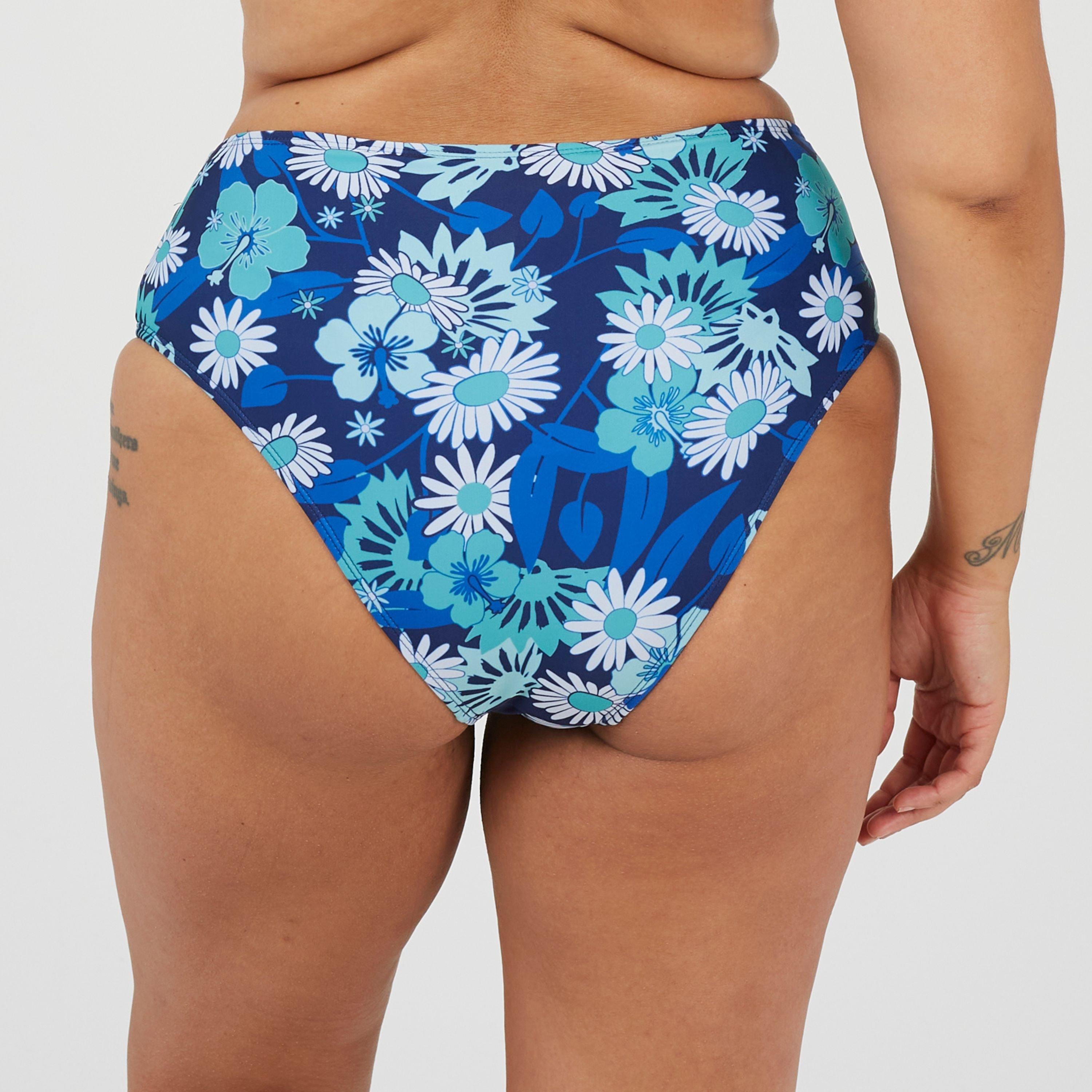 Blue Retro - Brave Soul - Womens Plus Size High Waisted Bikini Bottoms - 2