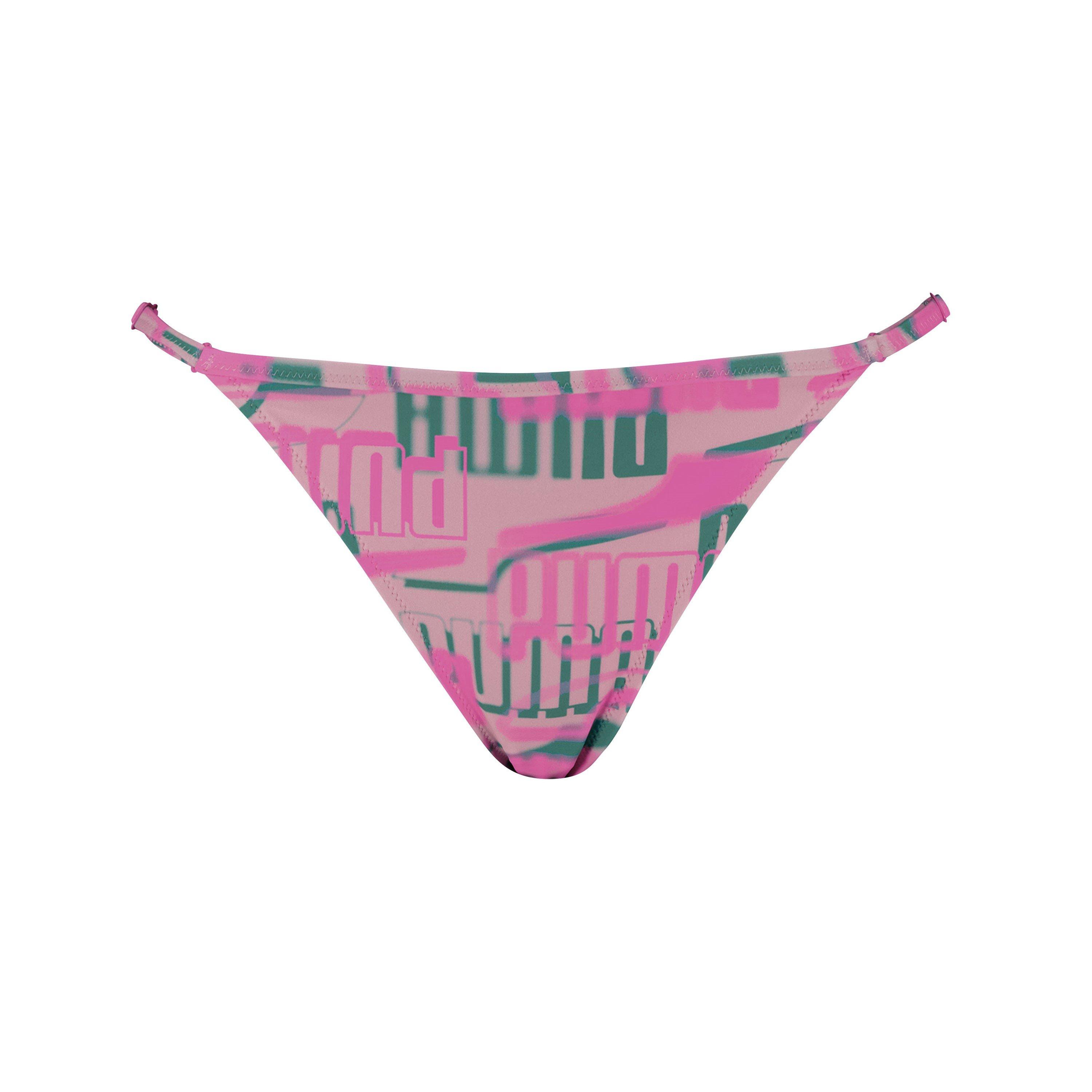 Puma Women's Tie Side Bikini Bottoms - Pink Combo - 10 (S)