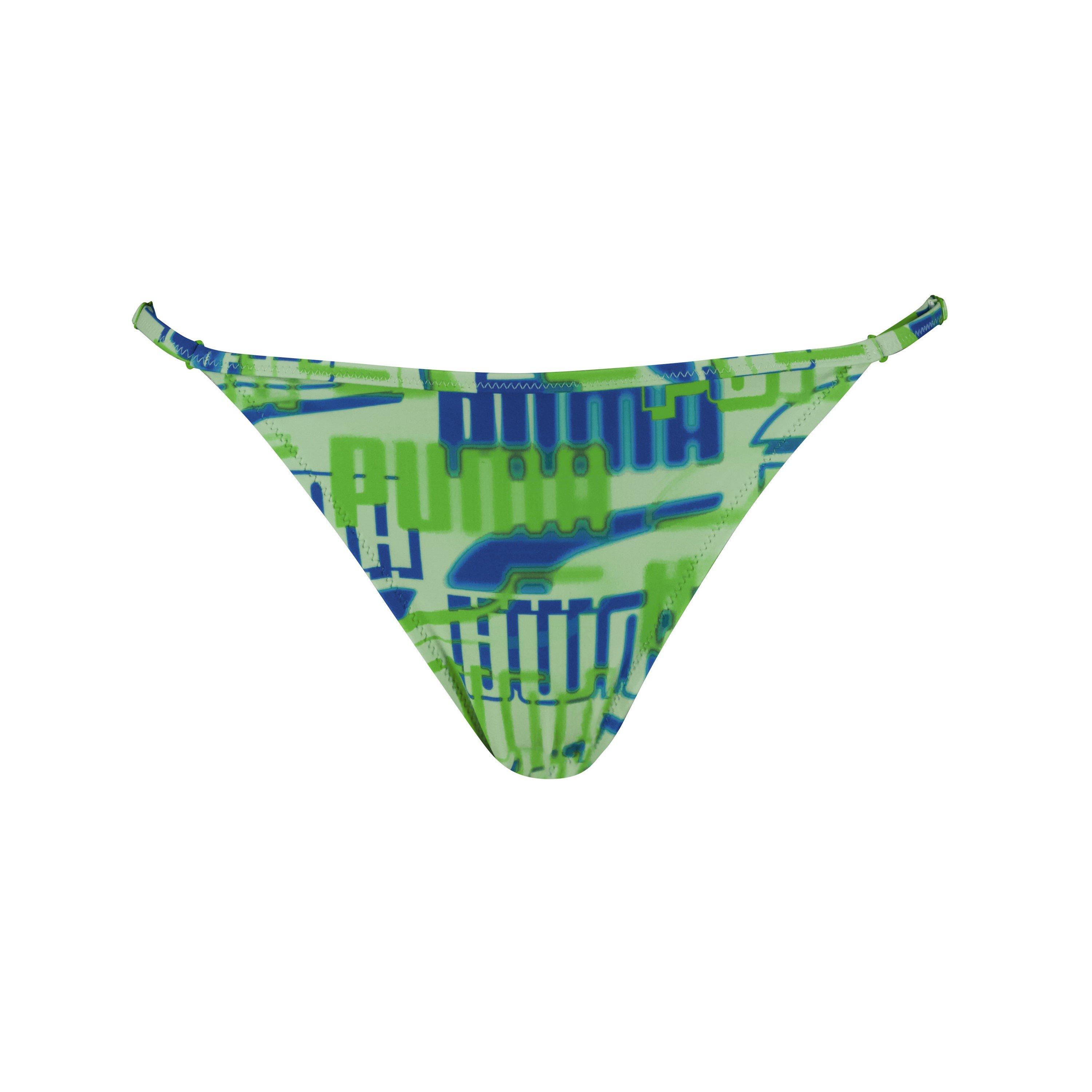 Puma Women's Tie Side Bikini Bottoms - Green Combo - 12 (M)
