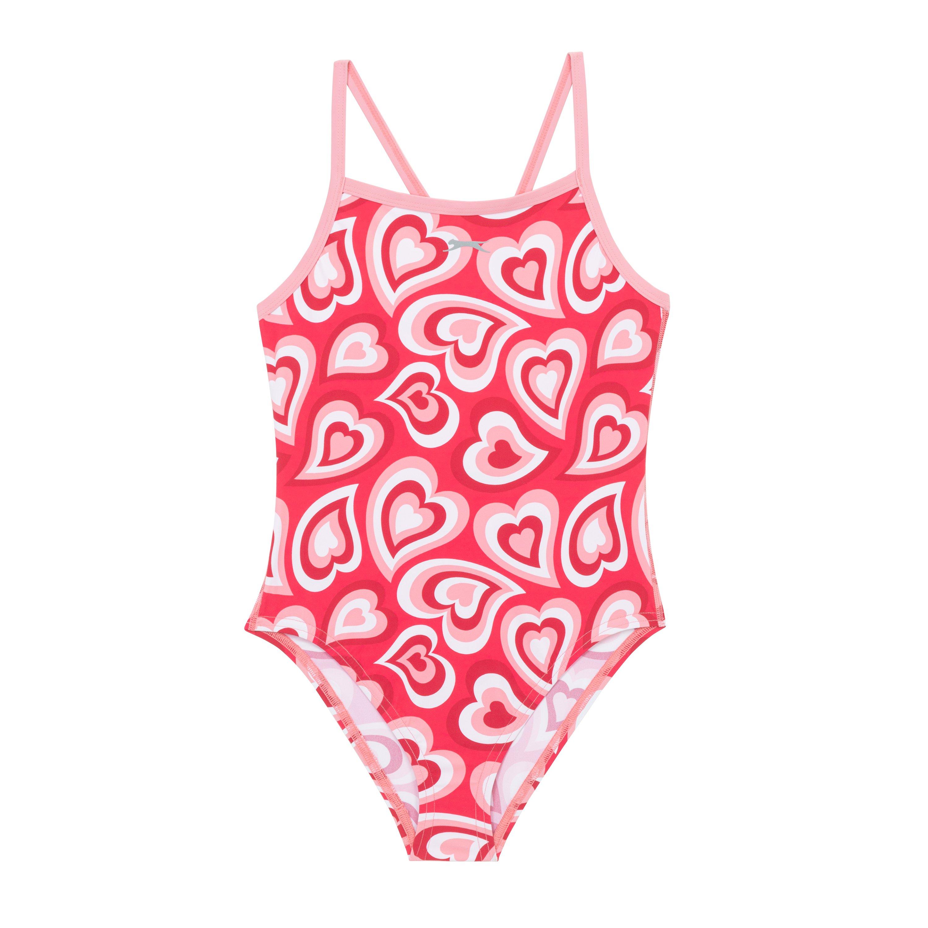 Red - Slazenger - Kids' Thin Strap One Piece Swimsuit - 1