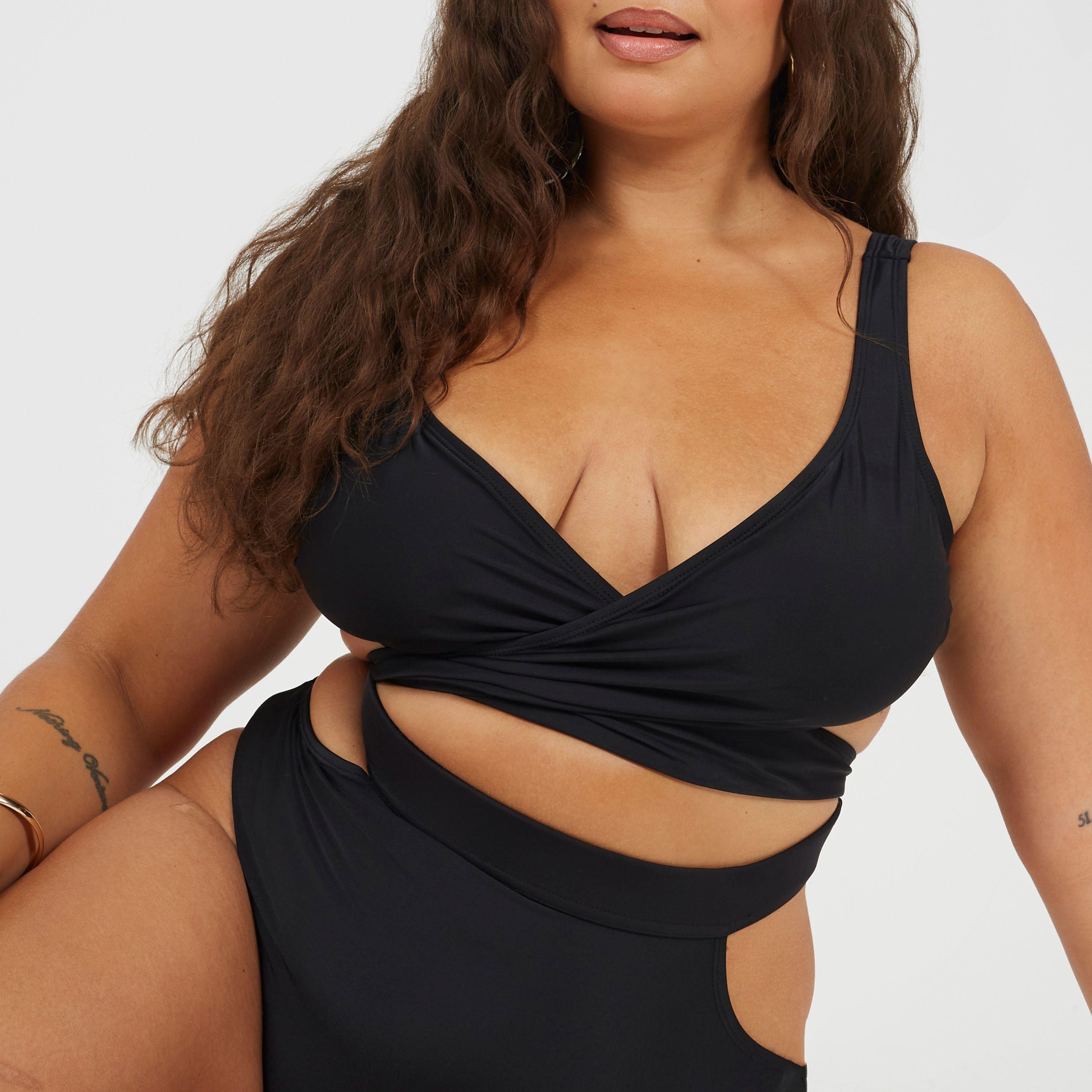 Nero - Brave Soul - Plus Size Plunge Bikini Top with Wrap Around Straps - 3