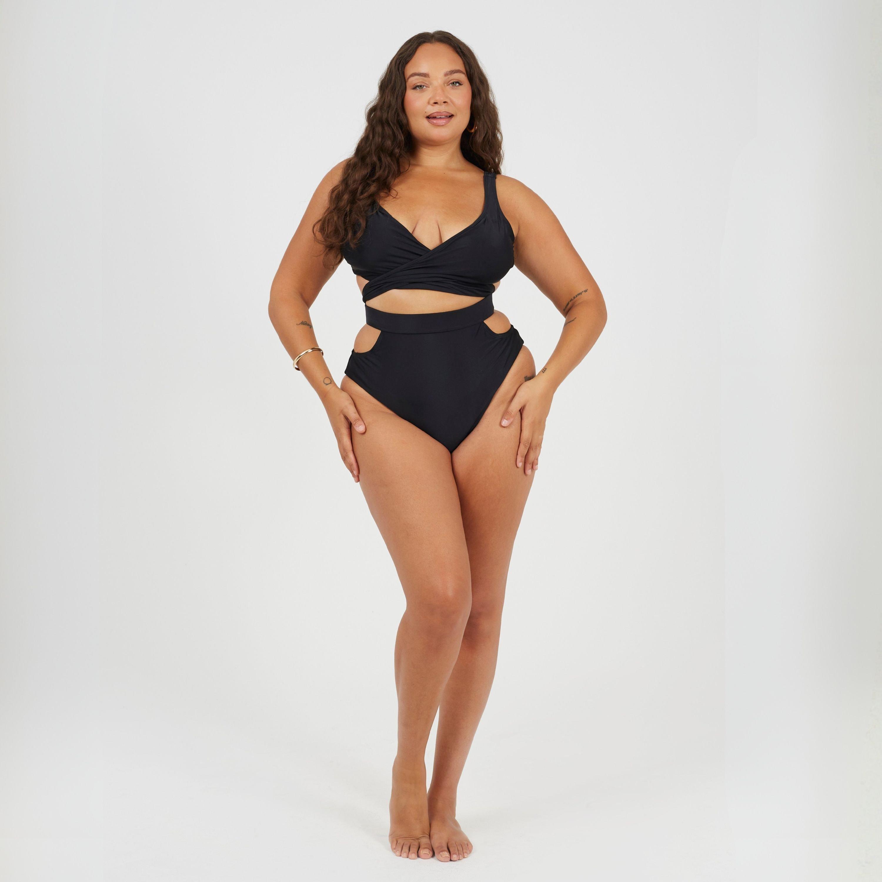 Nero - Brave Soul - Plus Size Plunge Bikini Top with Wrap Around Straps - 4