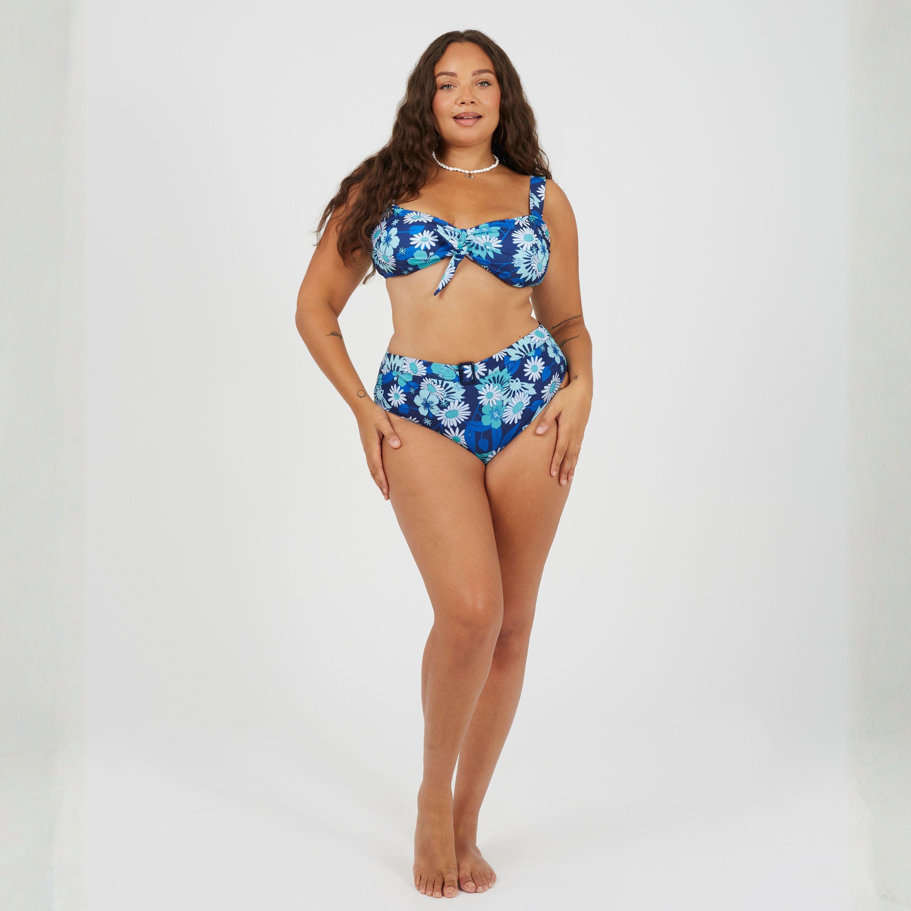 Plavi Retro - Brave Soul - Plus Size Bikini Top with Retro Floral Print - 4