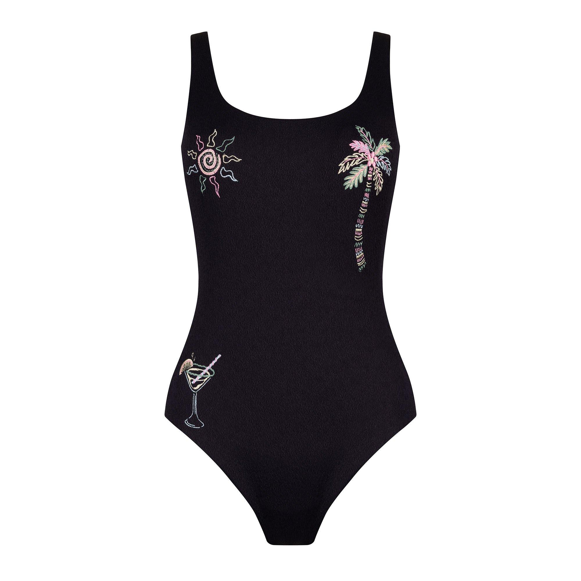 Chelsea Peers Women's Scoop Neck Swimsuit - Black Crinkle - 8 (XS)