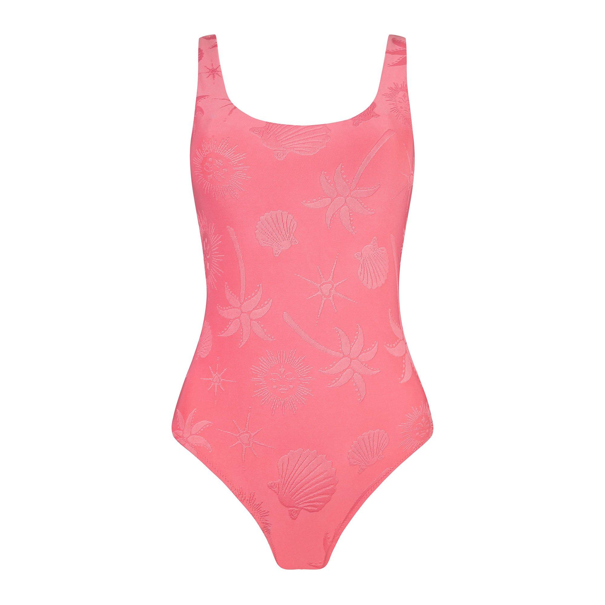 Pink Jacquard - Chelsea Peers - Women's Scoop Neck Swimsuit - 1