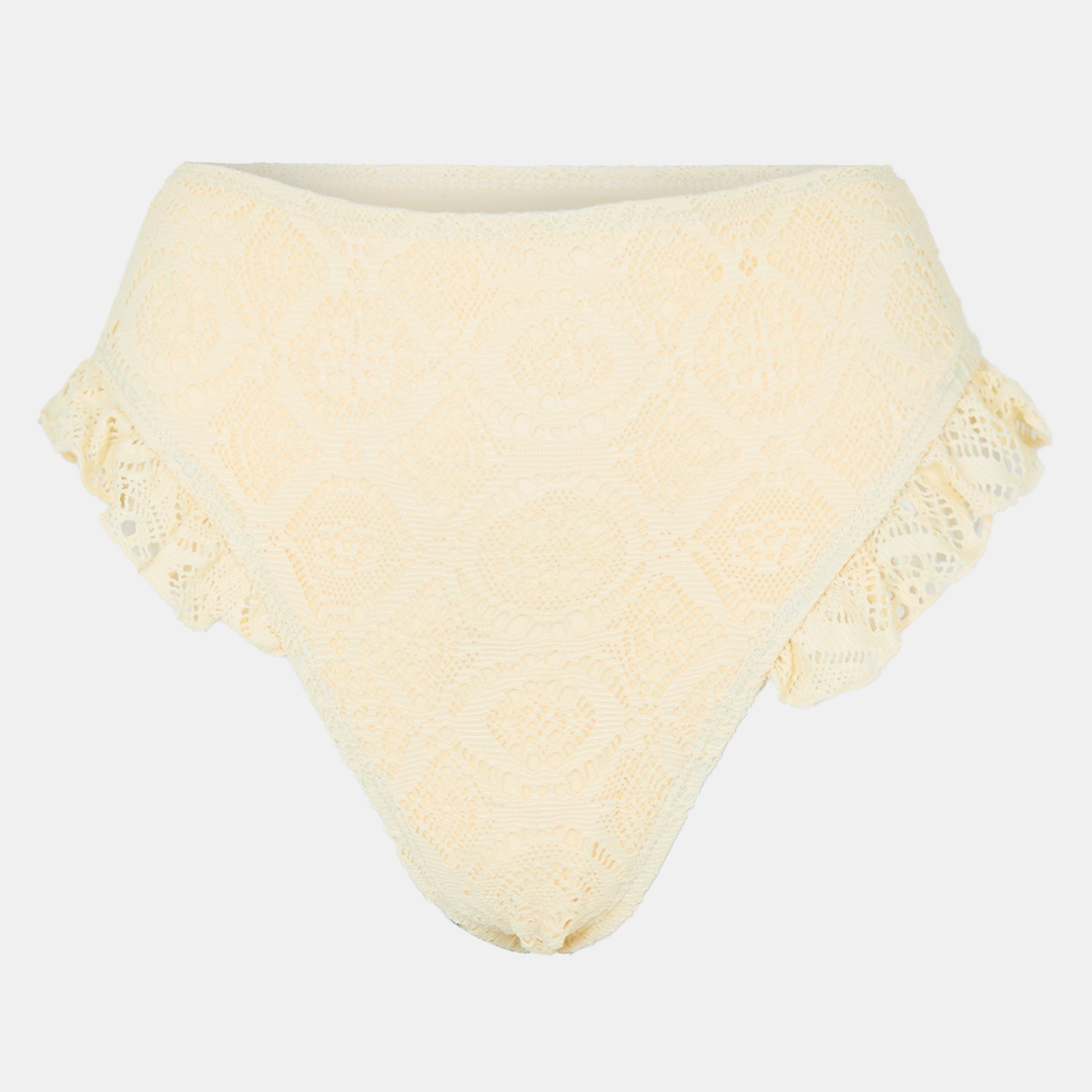 Yellow - Brave Soul - High Waisted Bikini Bottoms with Crochet Detail - 1