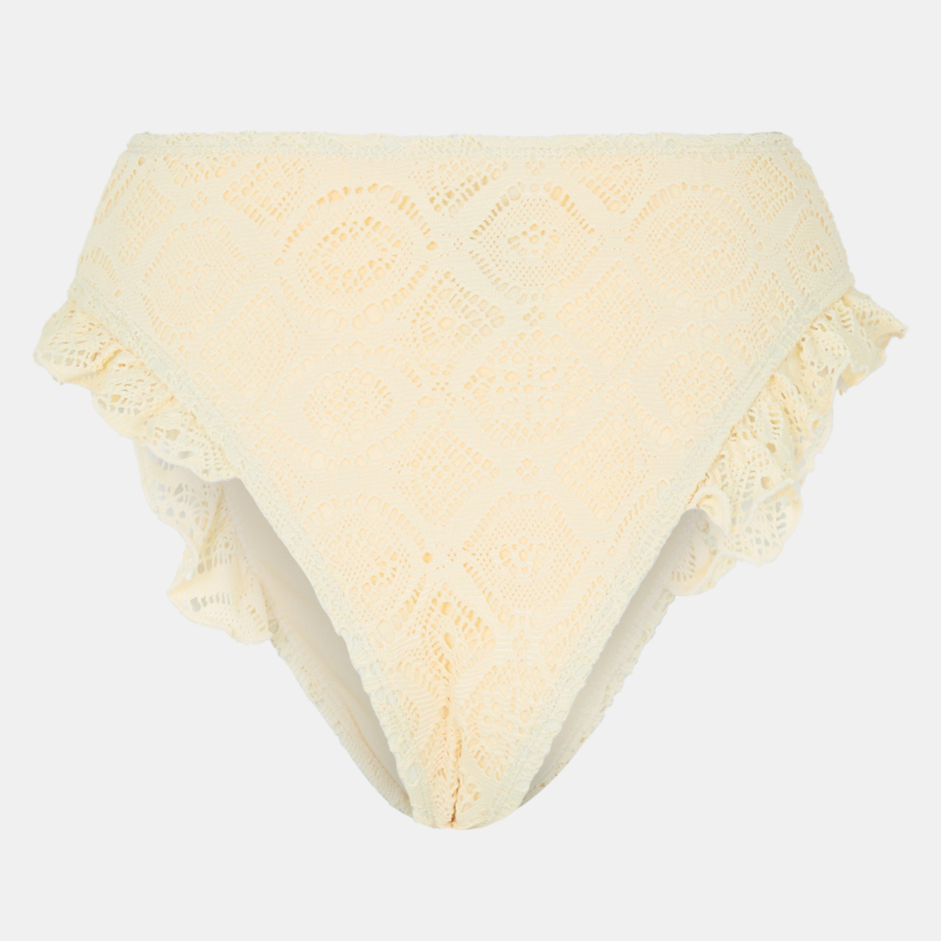 Yellow - Brave Soul - Waisted Bikini Bottoms with Crochet Detail - 2