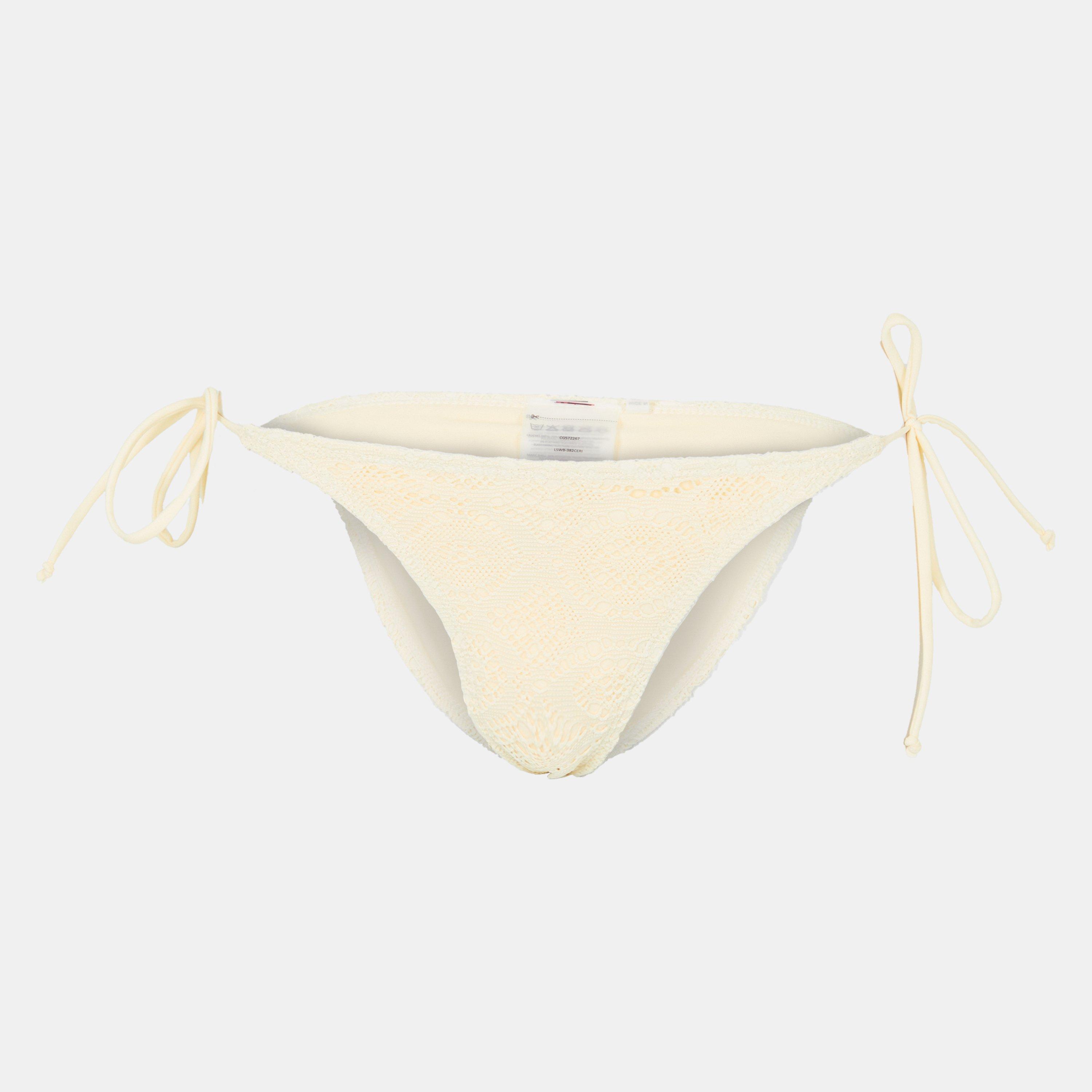 Jaune - Brave Soul - Tie Bikini Bottoms with Crochet Overlay - 1