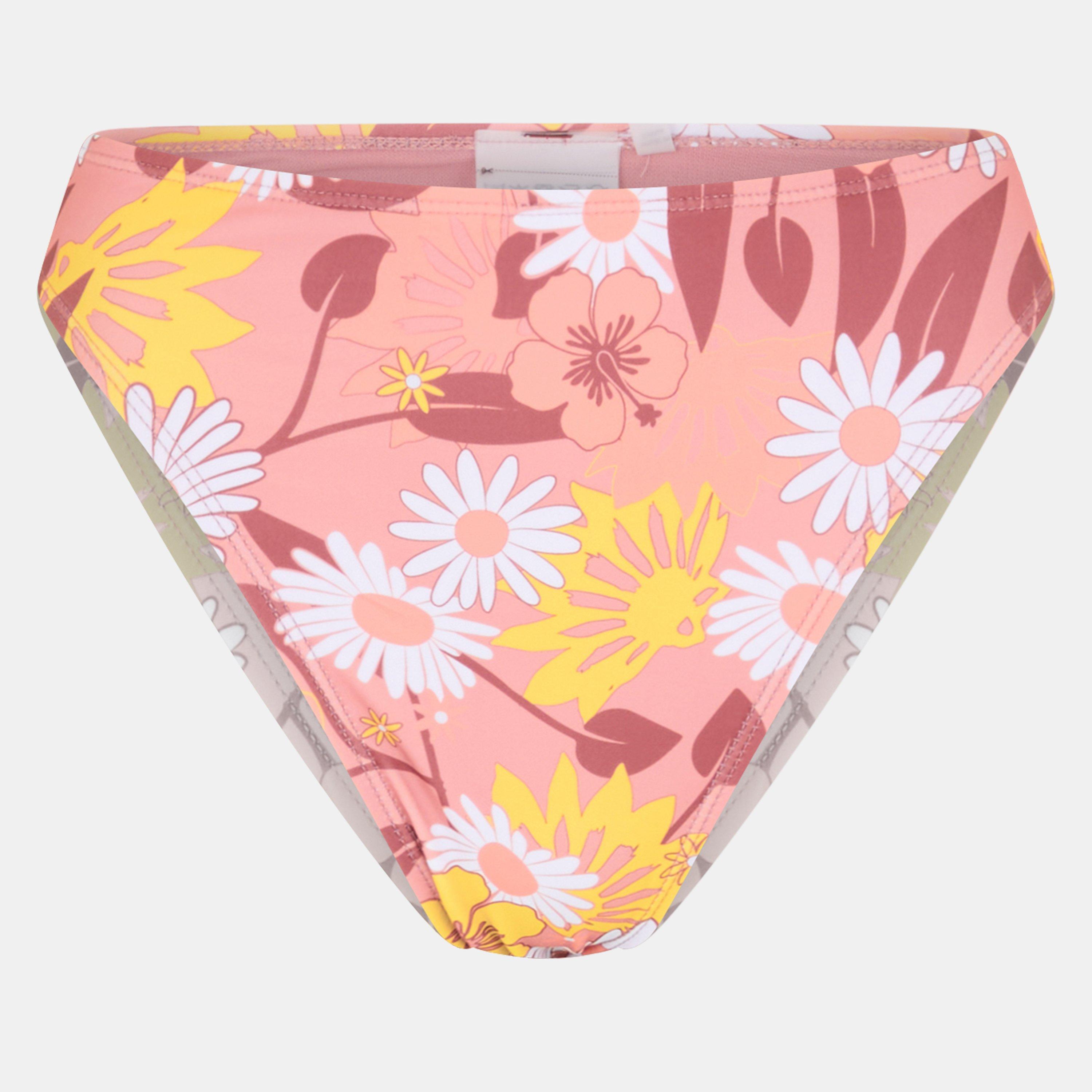 R Flrl Prnt/Tan - Brave Soul - Womens Retro Floral High Waist Bikini Bottoms - 1