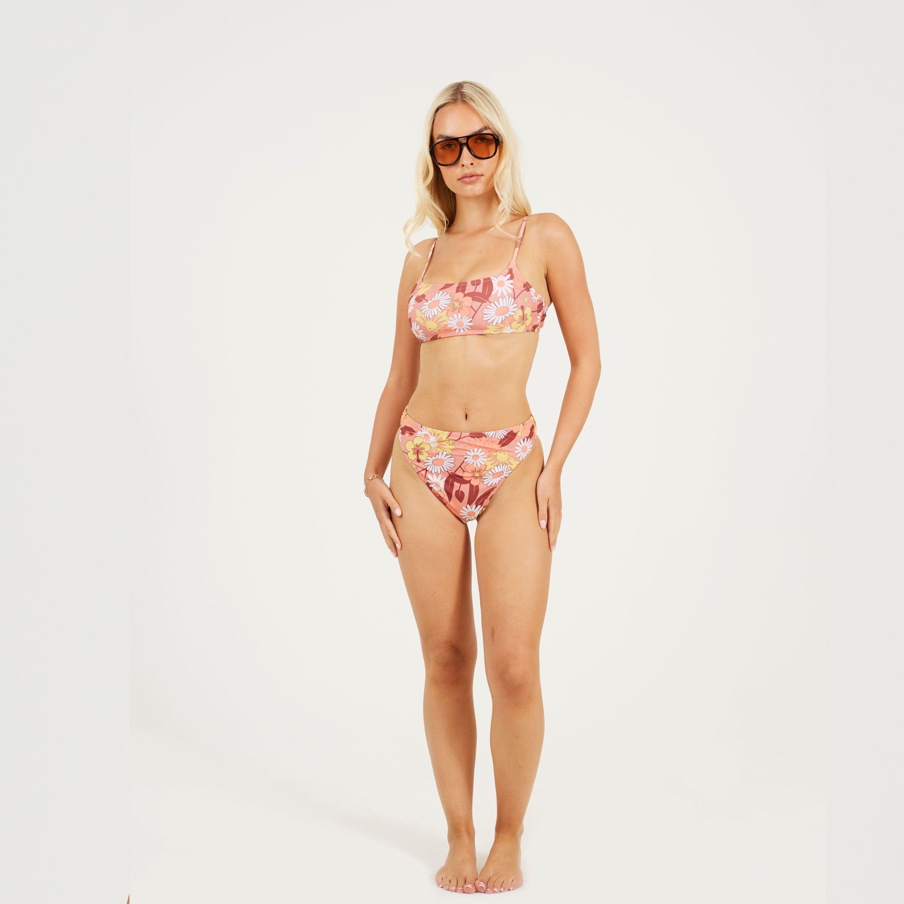 R Flrl Prnt/Tan - Brave Soul - High Waist Bikini Bottoms - 3