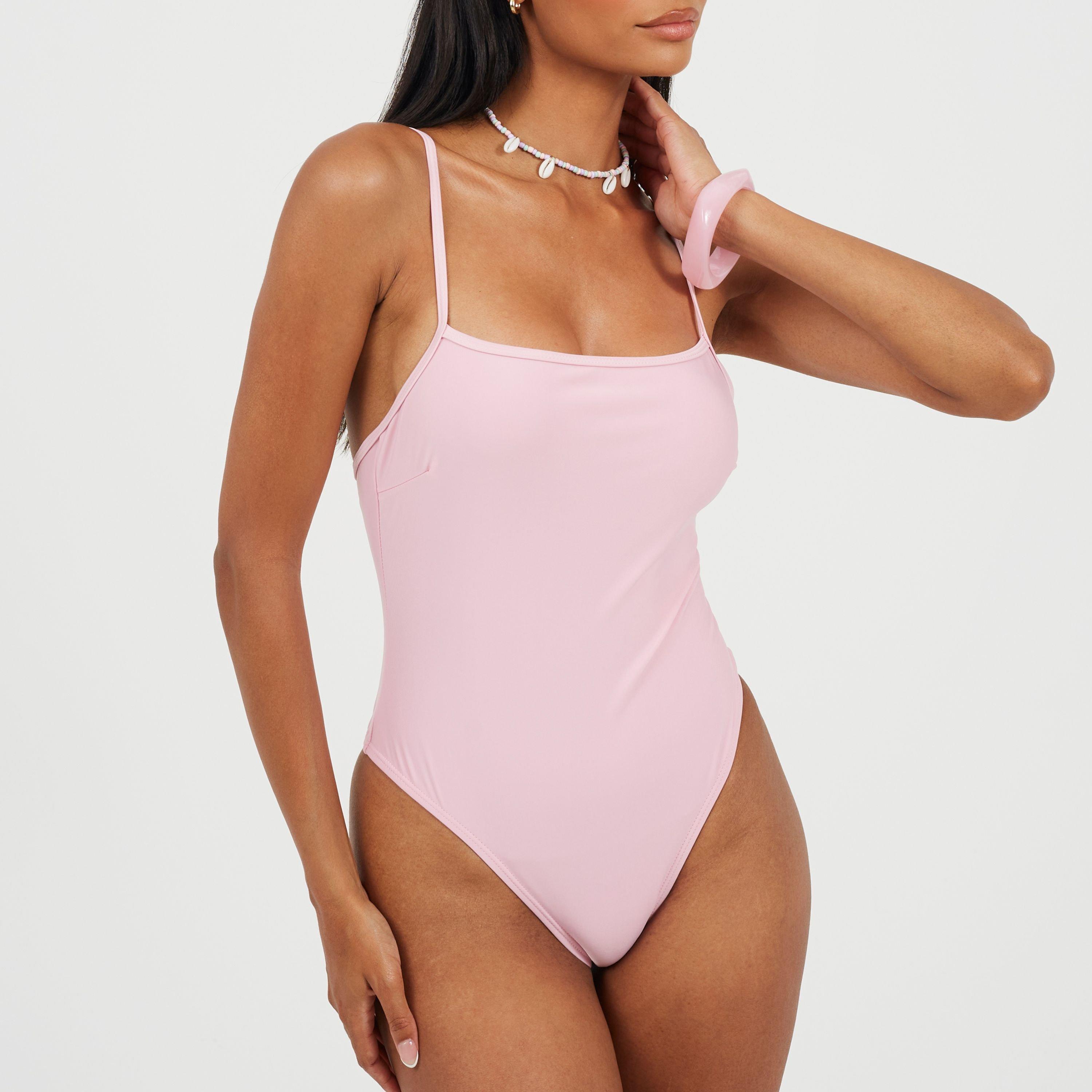 Pink - Brave Soul - Womens One Piece Square Neck Swimsuit - 1
