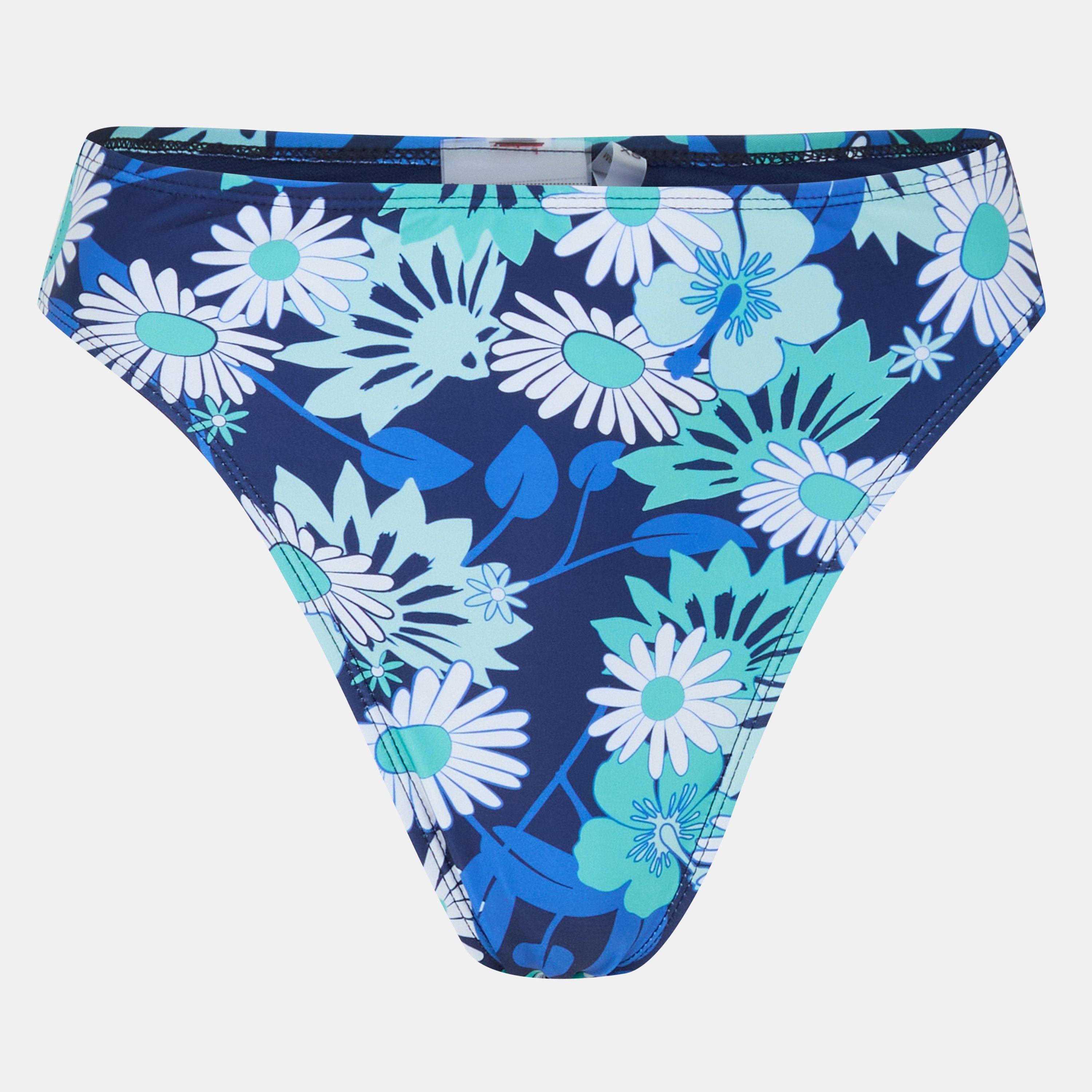 Brave Soul Women's Floral Print High Waisted Bikini Bottoms - R Flrl Prnt/Blu - 8 (XS)