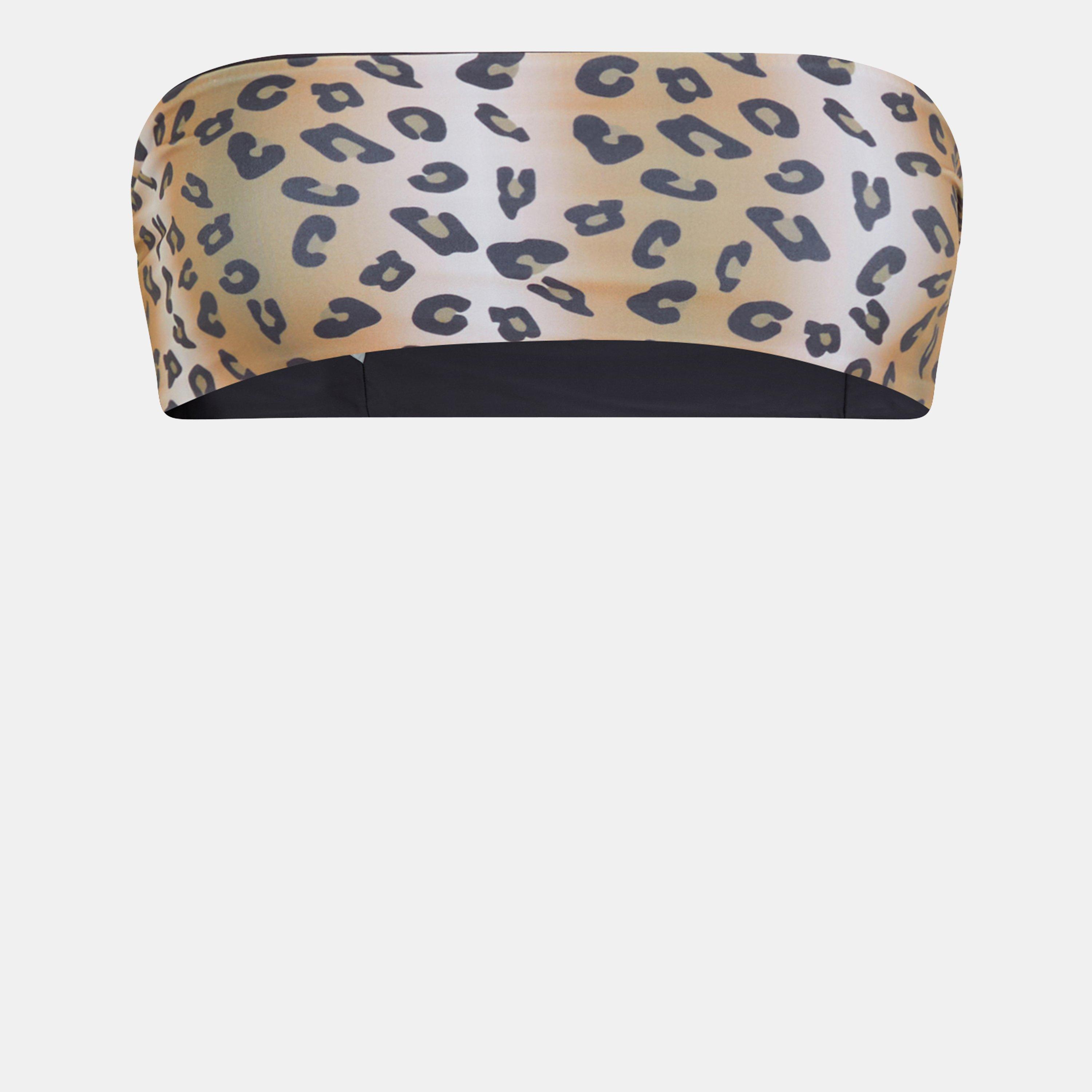 Brave Soul Women's Reversable Bandeau Bikini Top - Lprd Print/Blk - 14 (L)