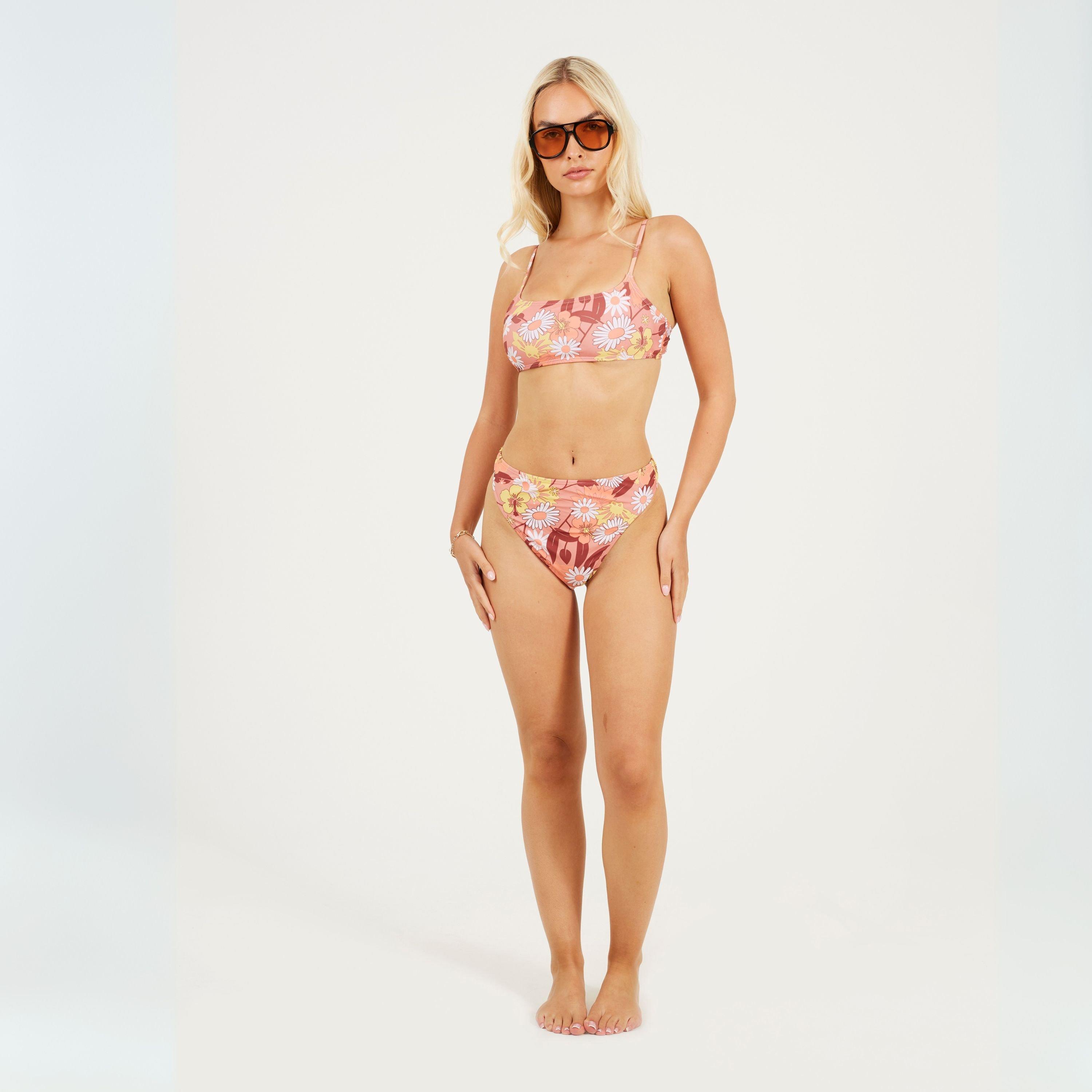 R Flrl Prnt/Tan - Brave Soul - Square Neck Bikini Top - 4