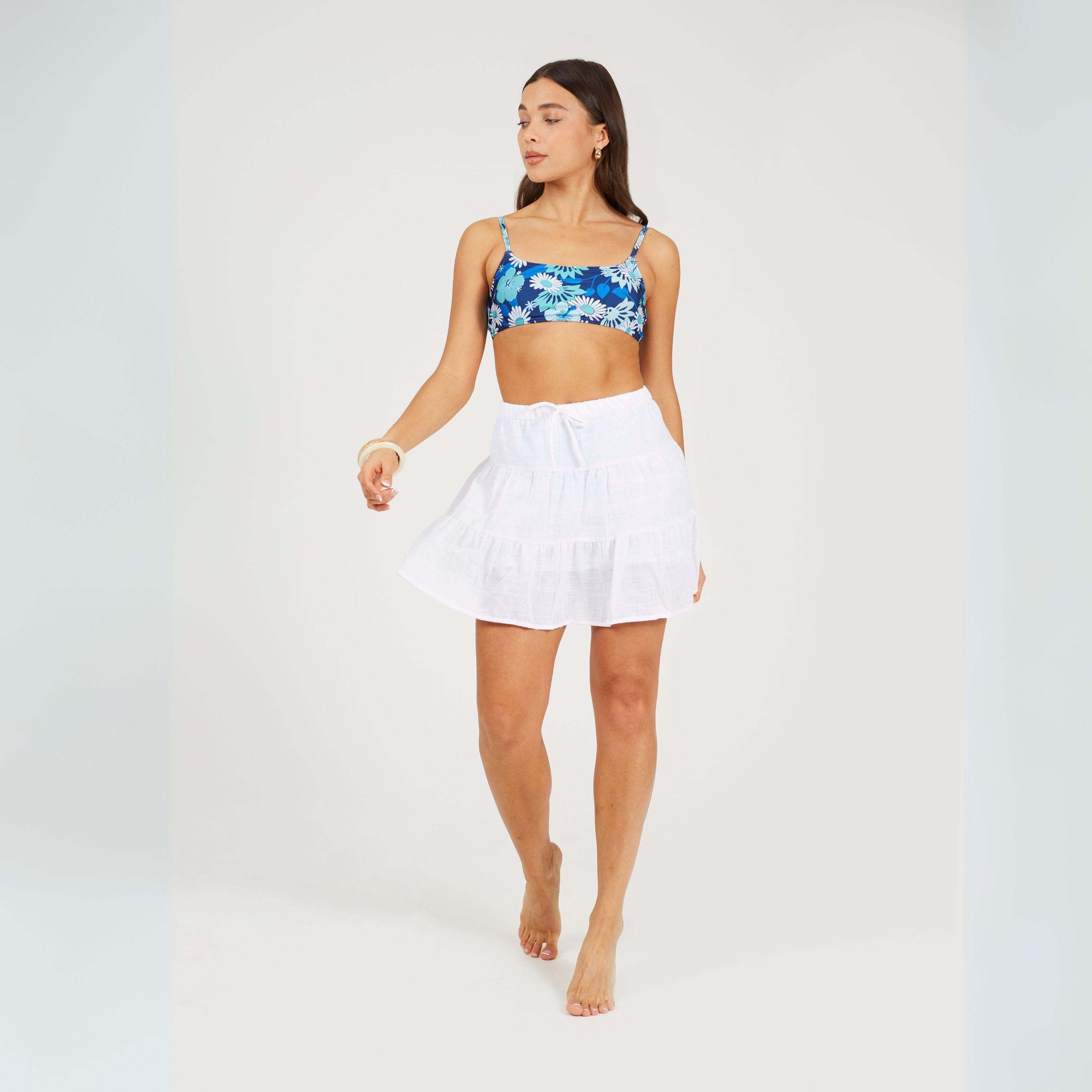 R Flrl Prnt/Blu - Brave Soul - Strappy Sqaure Neck Bikini Top - 4