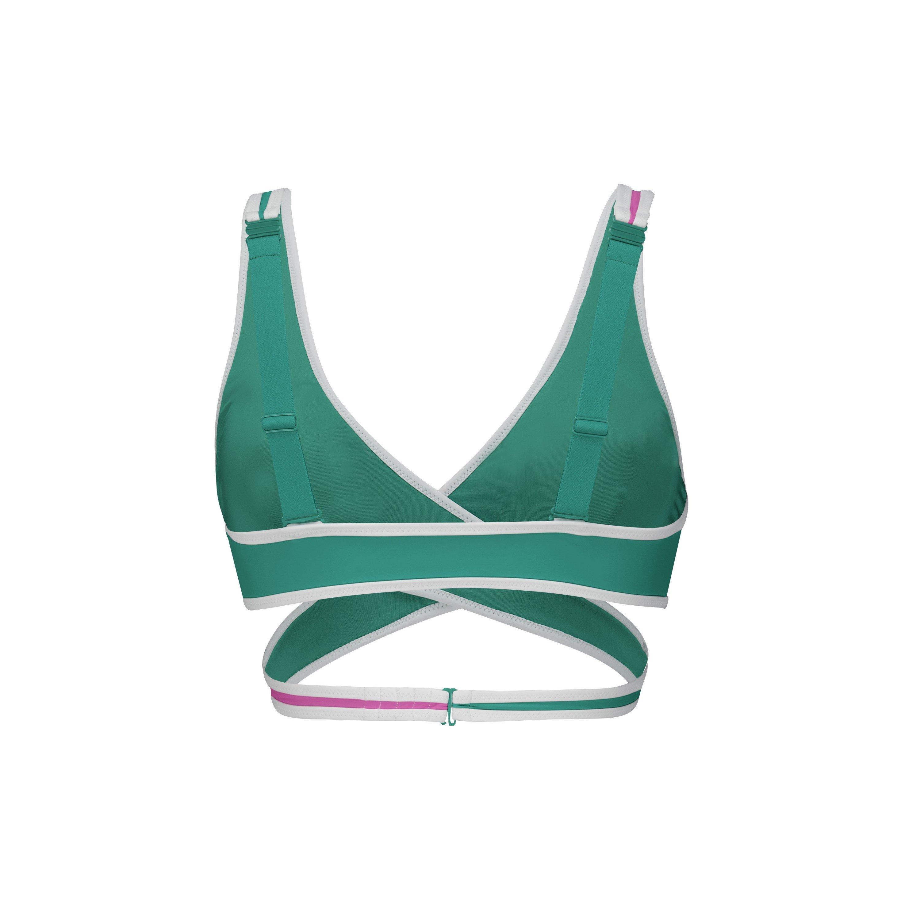 Green / Pink - Puma - Women's Plunge Bikini Top - 2
