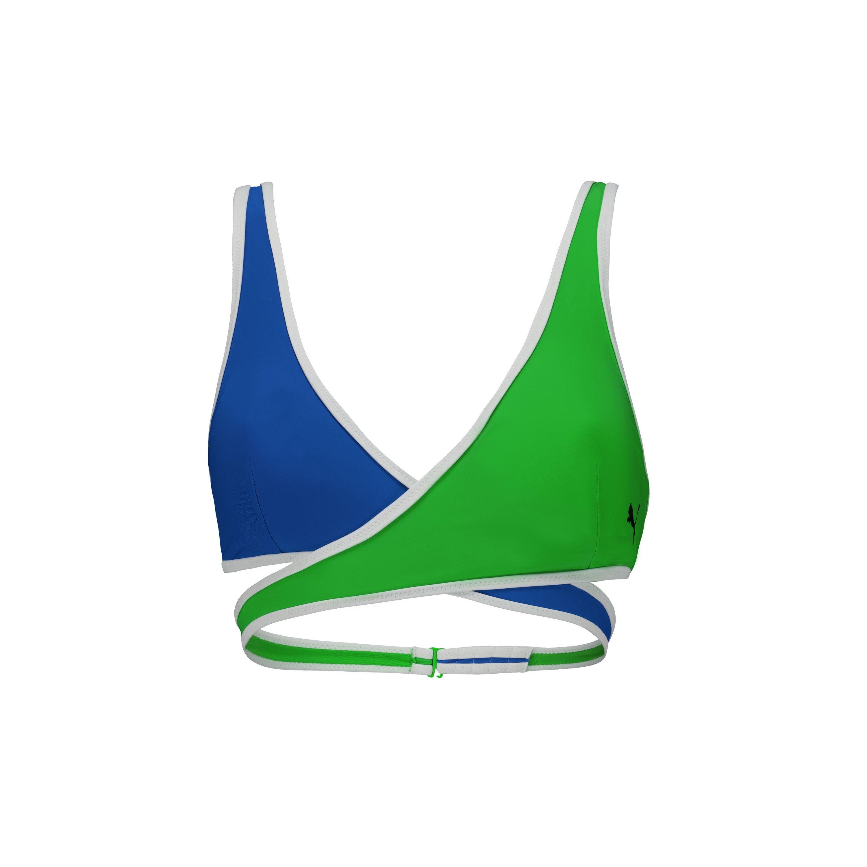 Puma Women's Plunge Bikini Top - Blue / Green - 8 (XS)