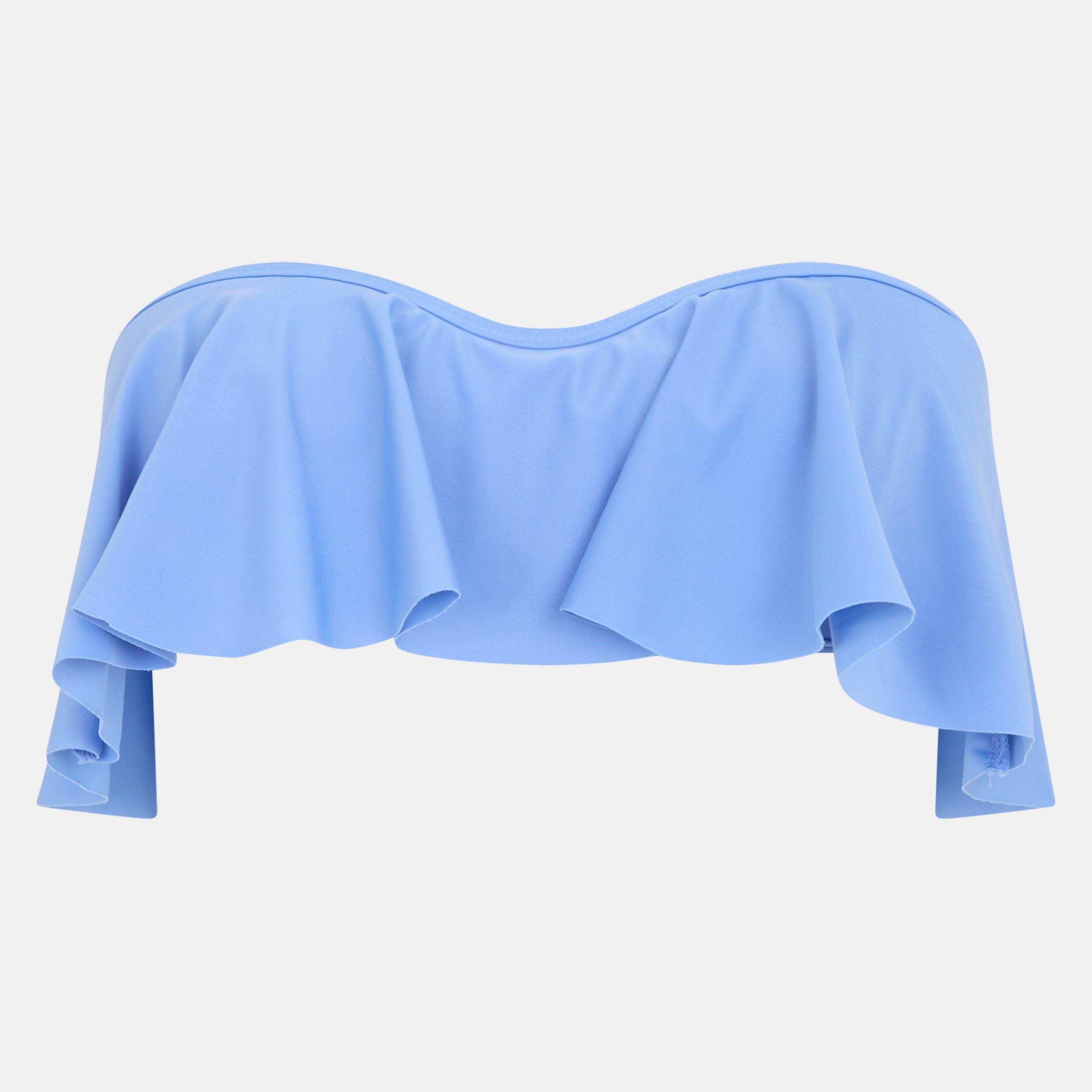 Blue - Brave Soul - Womens Strapless Bikini Top with Frill - 1