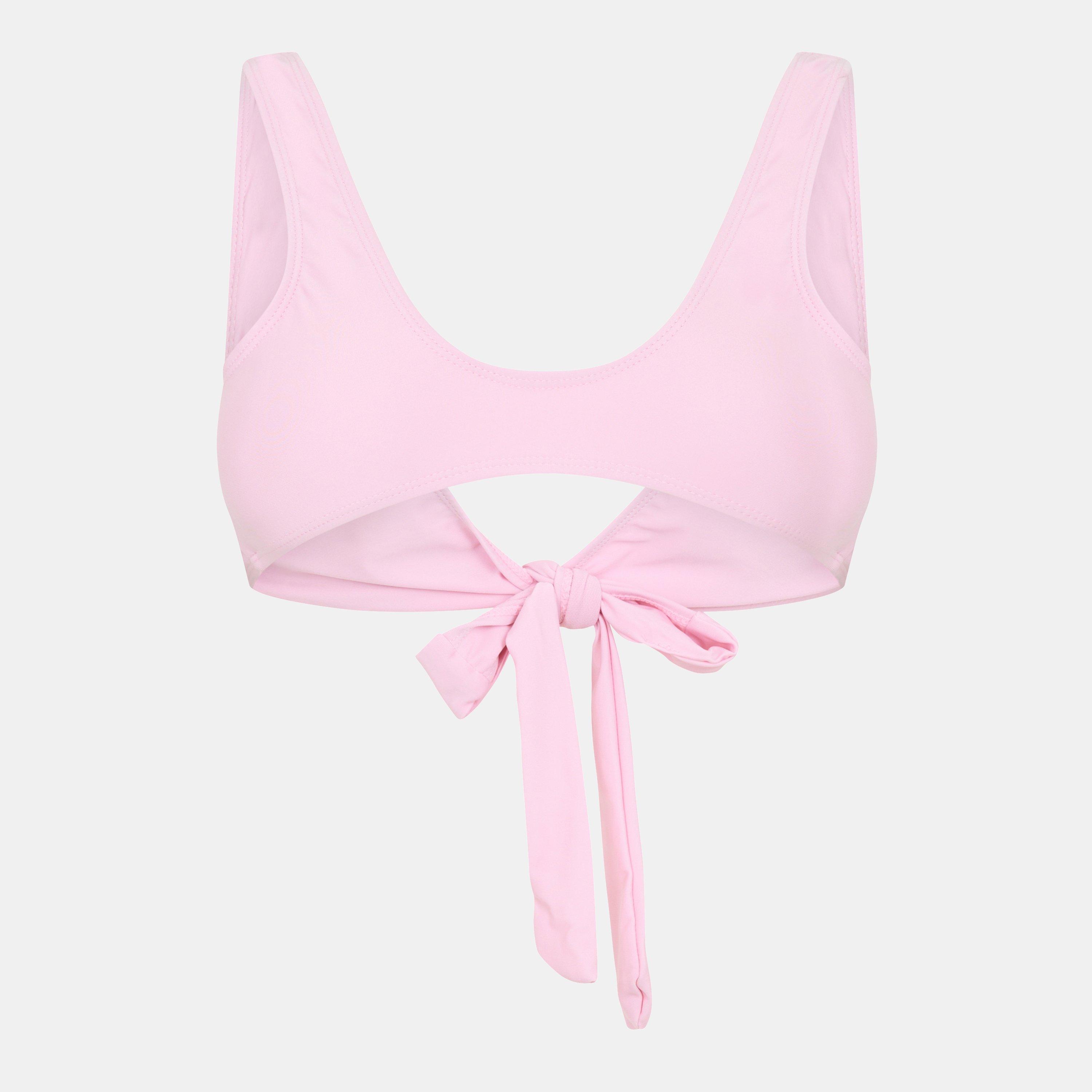 Brave Soul Women's Plunge Bikini Top With Wrap Around Ties - Pink - 8 (XS)