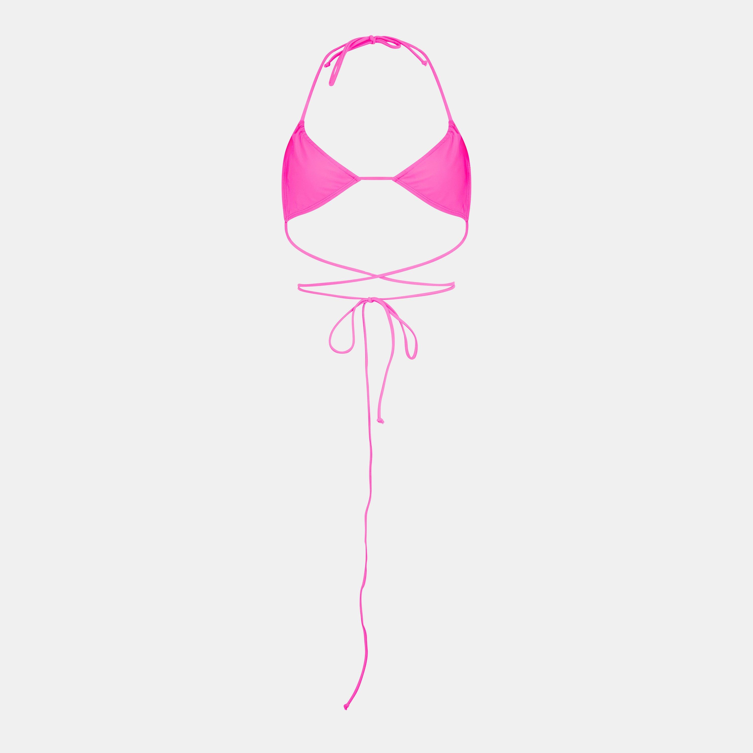 Neon Pink - Brave Soul - Neck Tie Bikini Top - 2