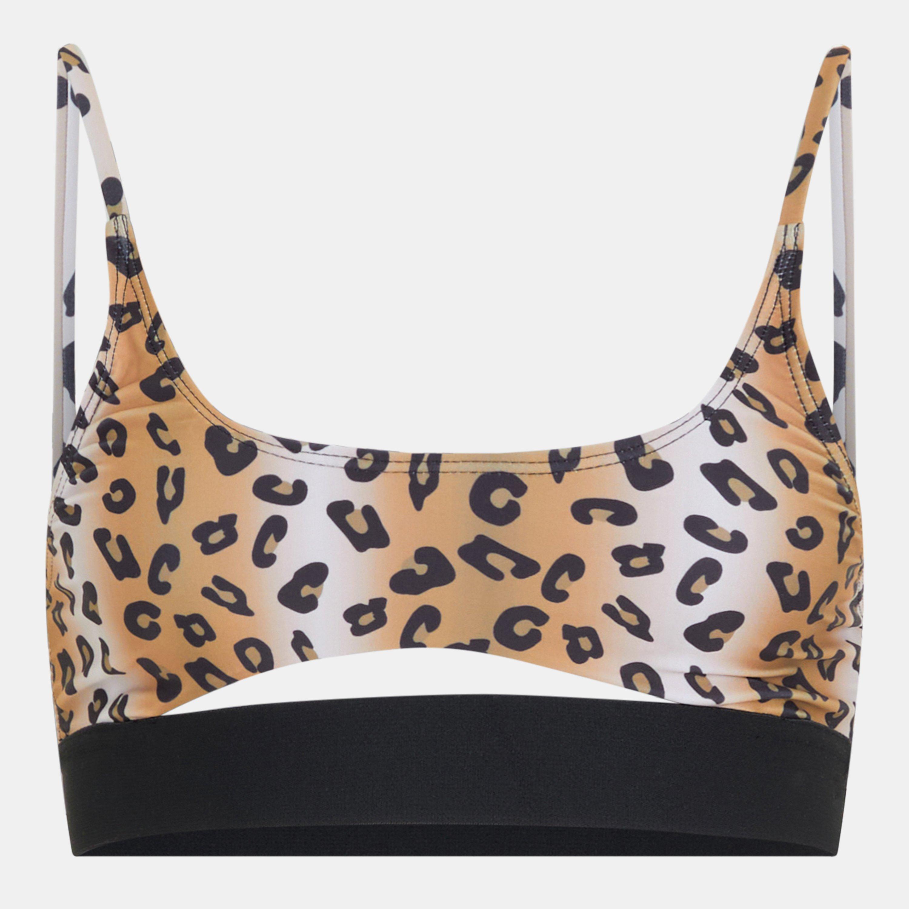 Brave Soul Women's Strappy Bikini Top With Cutout - Lprd Print/Blk - 14 (L)